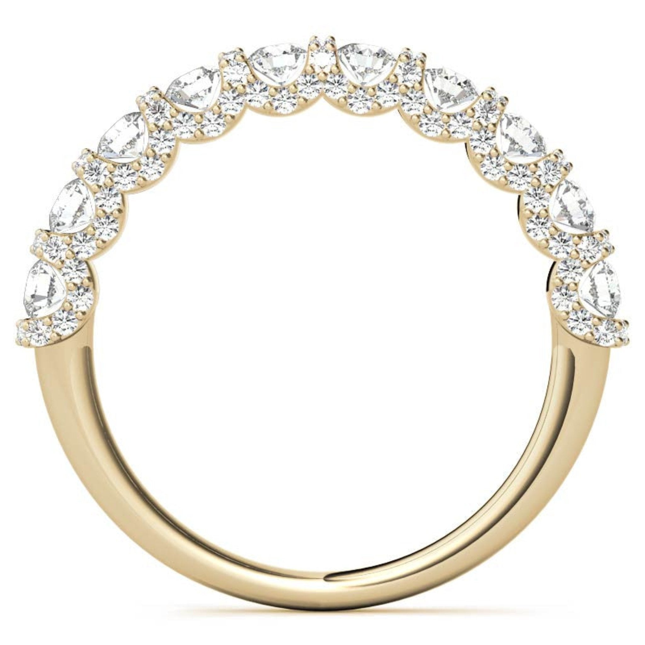 Yellow Gold Silver Luxurious Adjustable Half-Eternity Bridal Ring For Woman