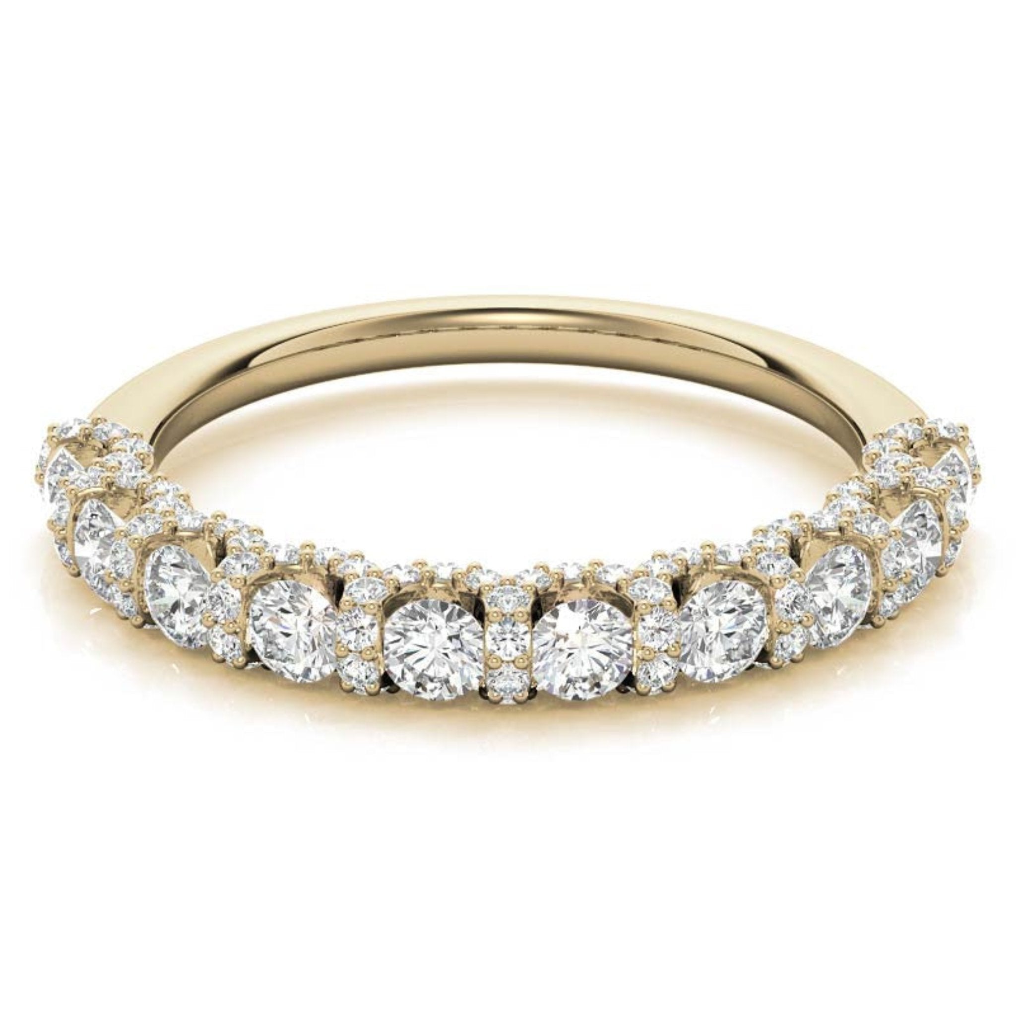 Yellow Gold Silver Luxurious Adjustable Half-Eternity Bridal Ring For Woman