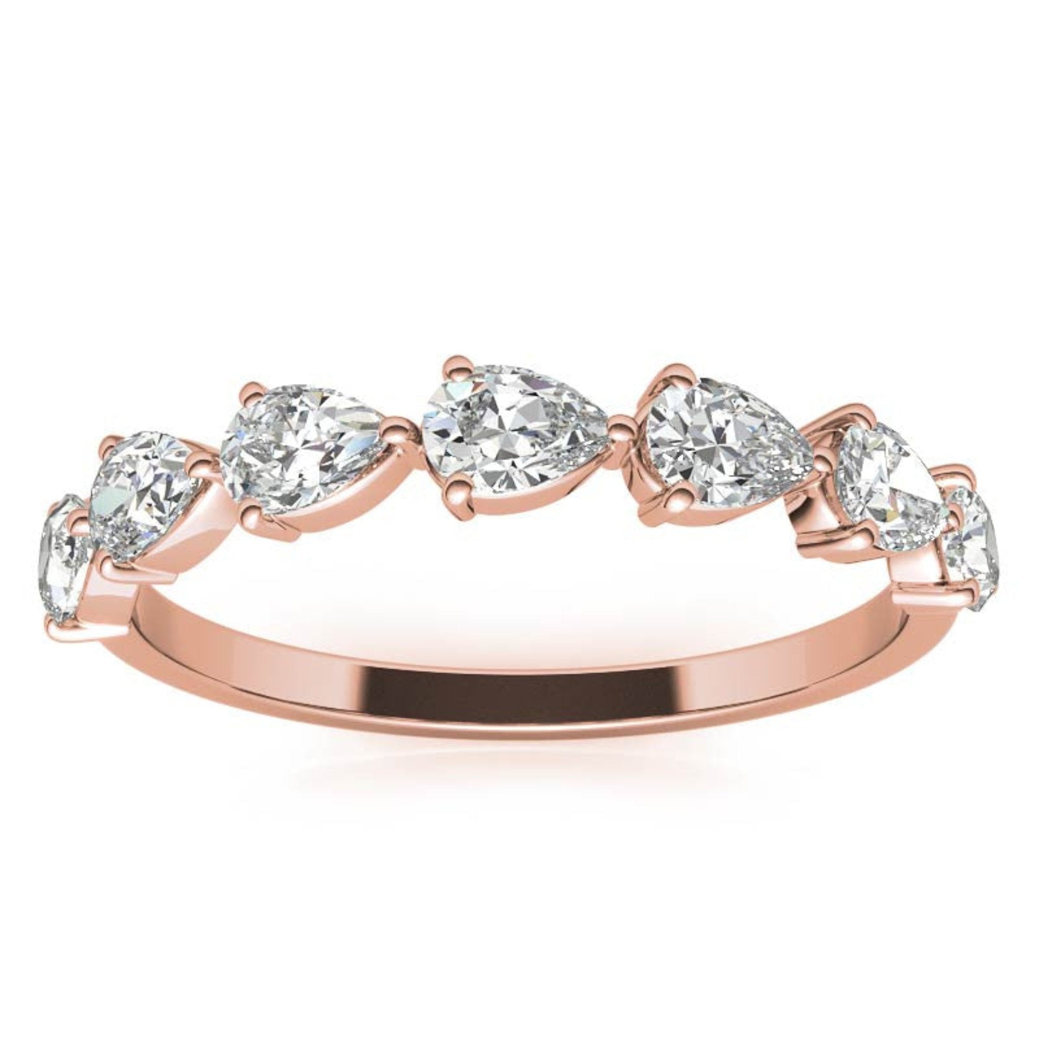 Rose Gold Silver Half Eternity Adjustable Pear-Cut Teardrop Ring For Woman