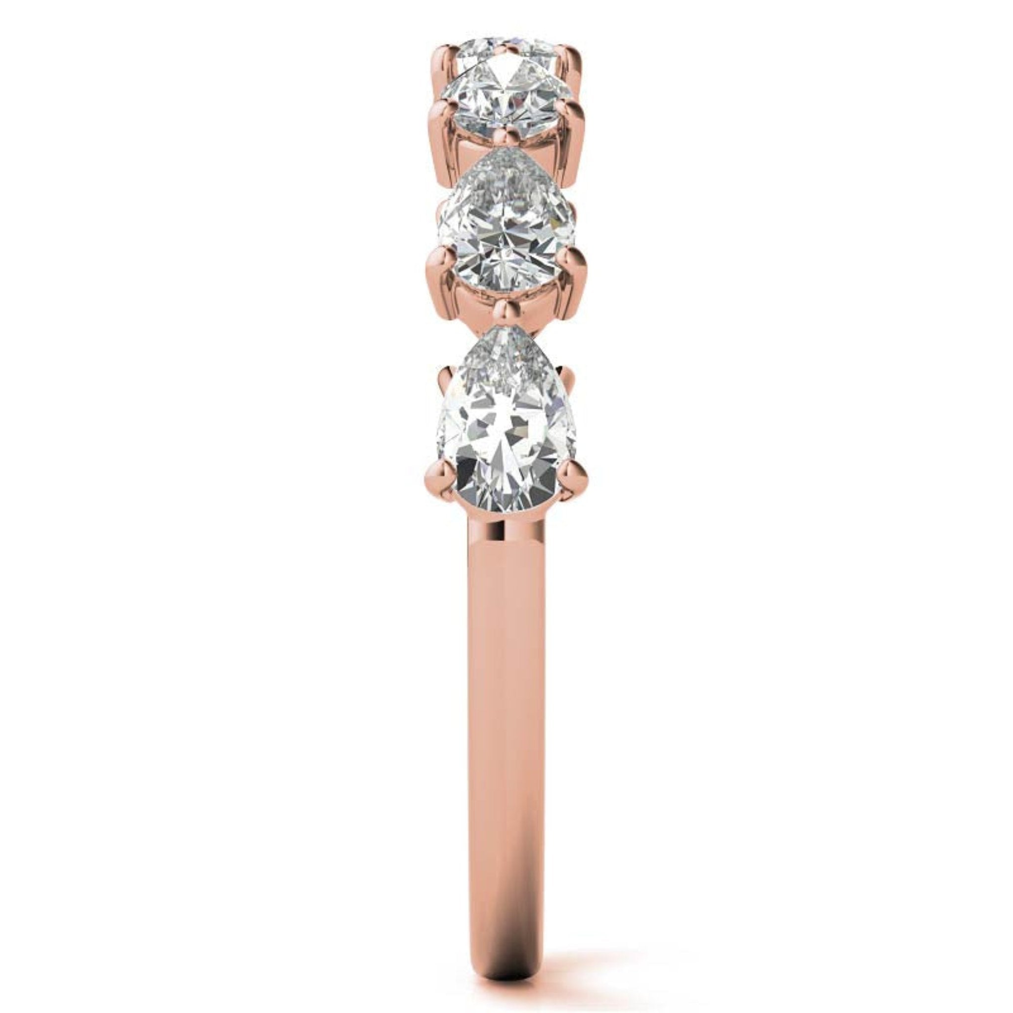 Rose Gold Silver Half Eternity Adjustable Pear-Cut Teardrop Ring For Woman