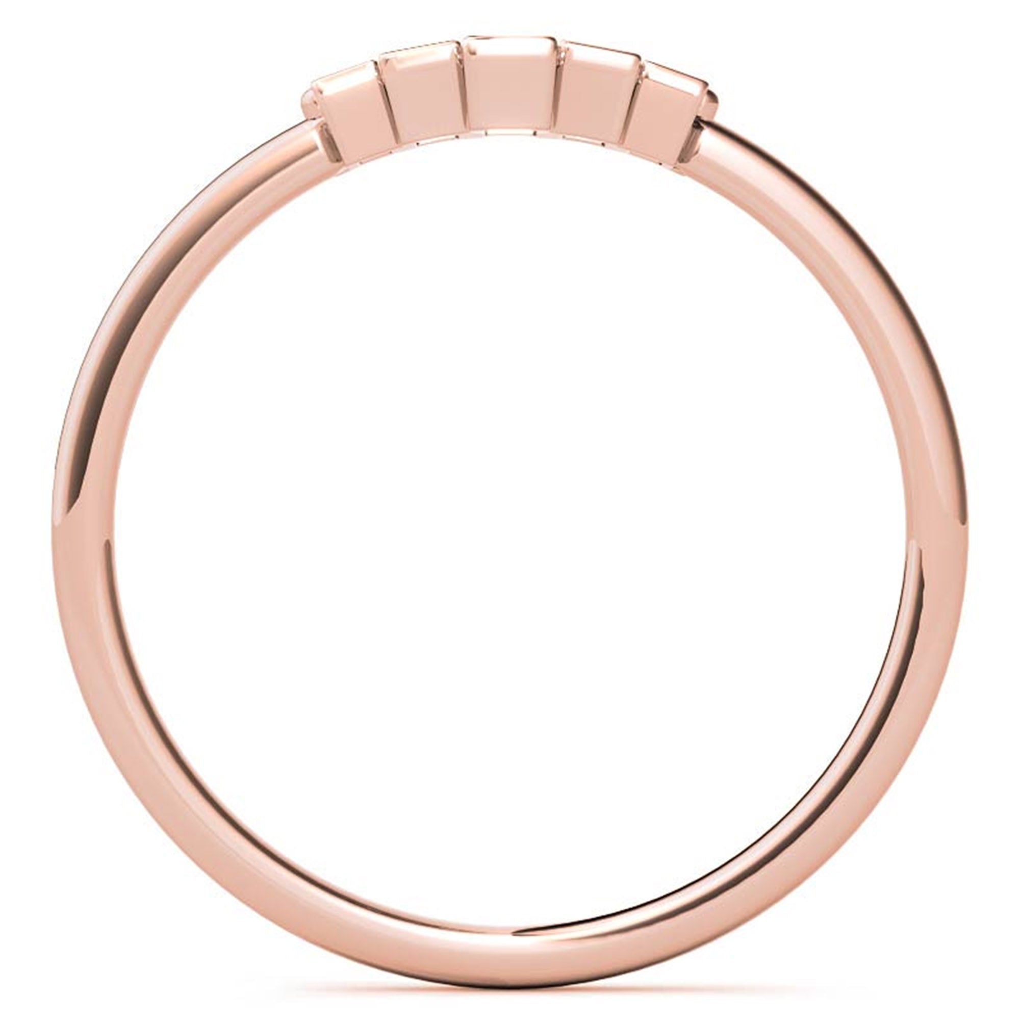 Adjustable Sterling Silver Unique Rose Gold Geometric Baguette-Cut Diamond Ring For Women