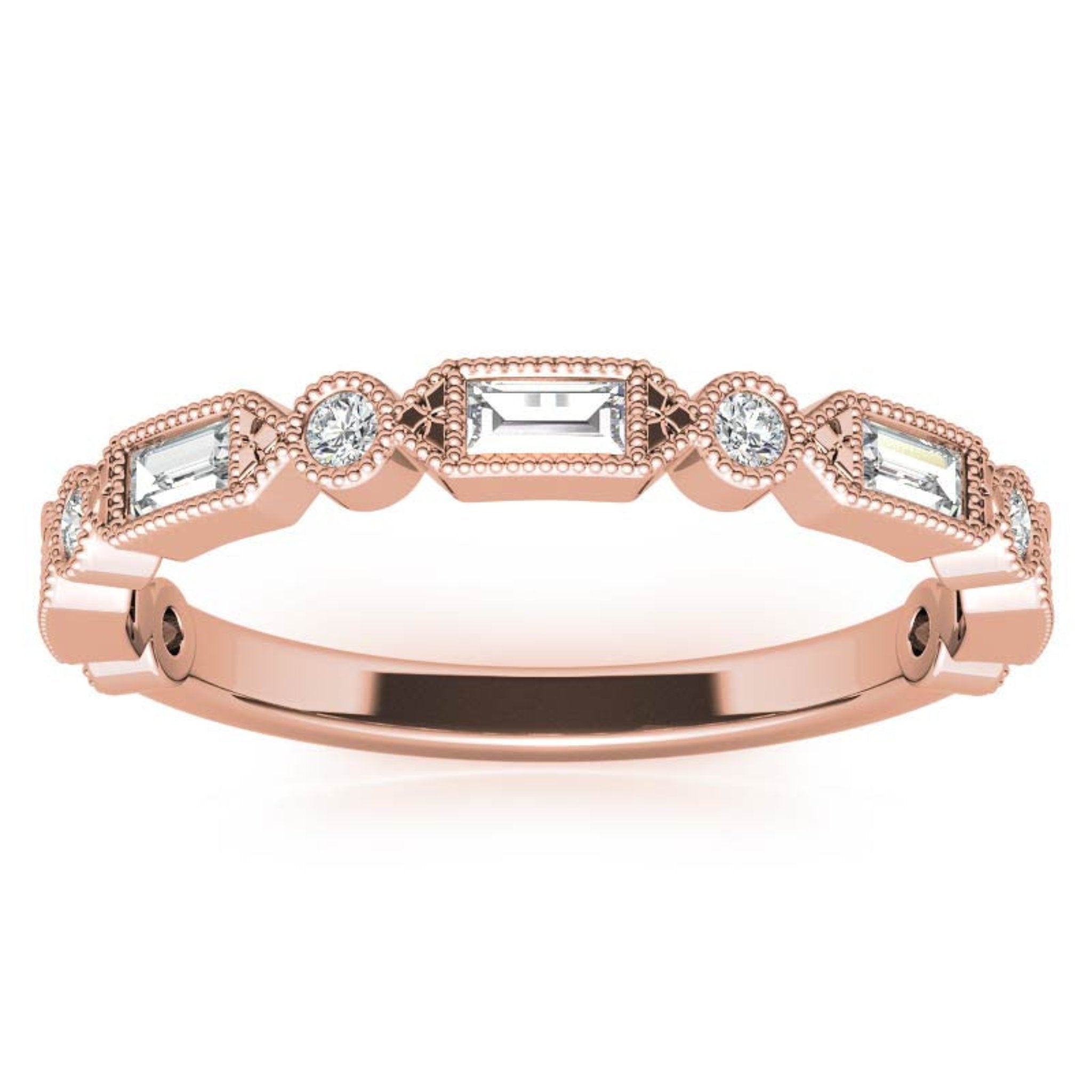 Rose Gold Silver Vintage-Inspired Adjustable Half-Eternity Ring For Woman