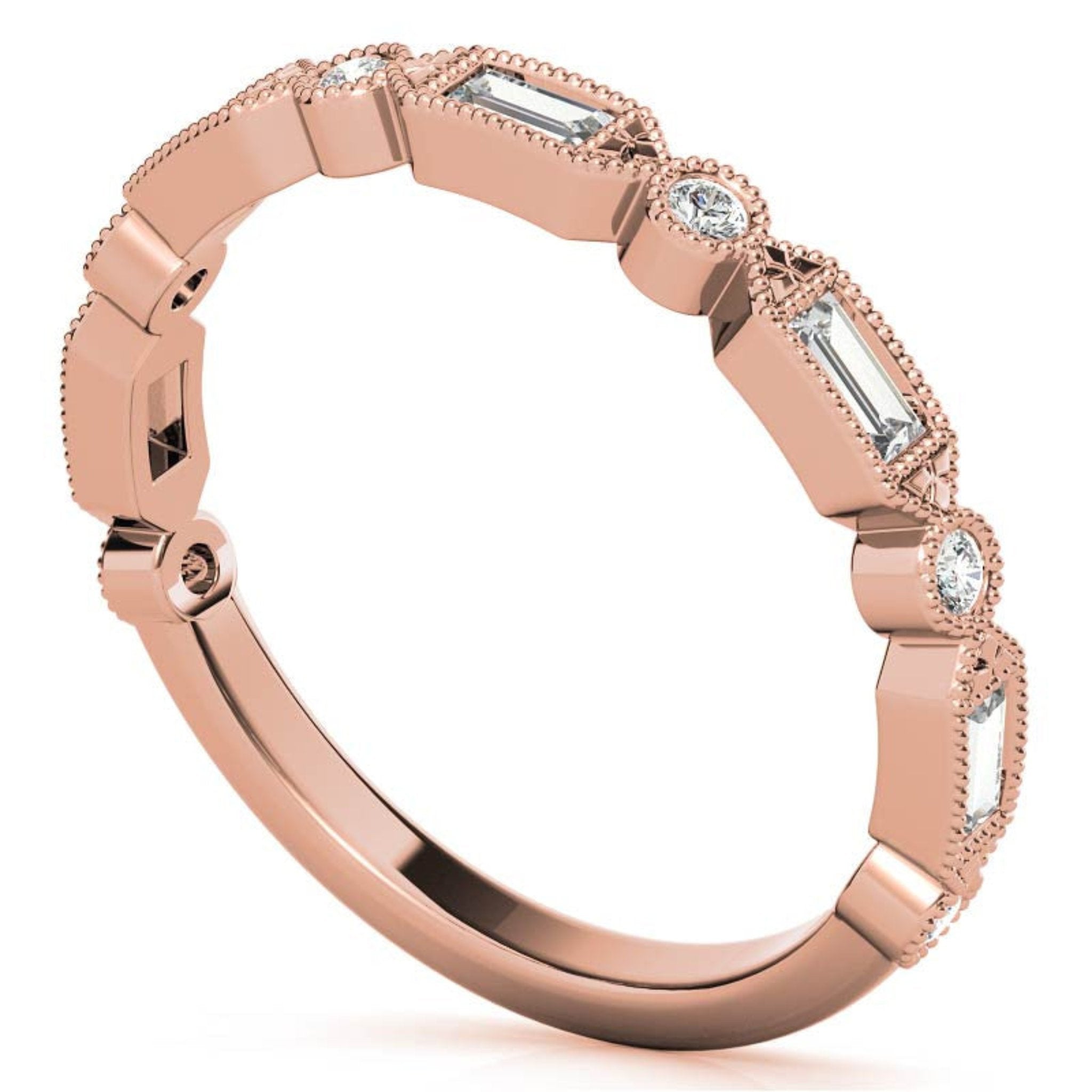 Rose Gold Silver Vintage-Inspired Adjustable Half-Eternity Ring For Woman