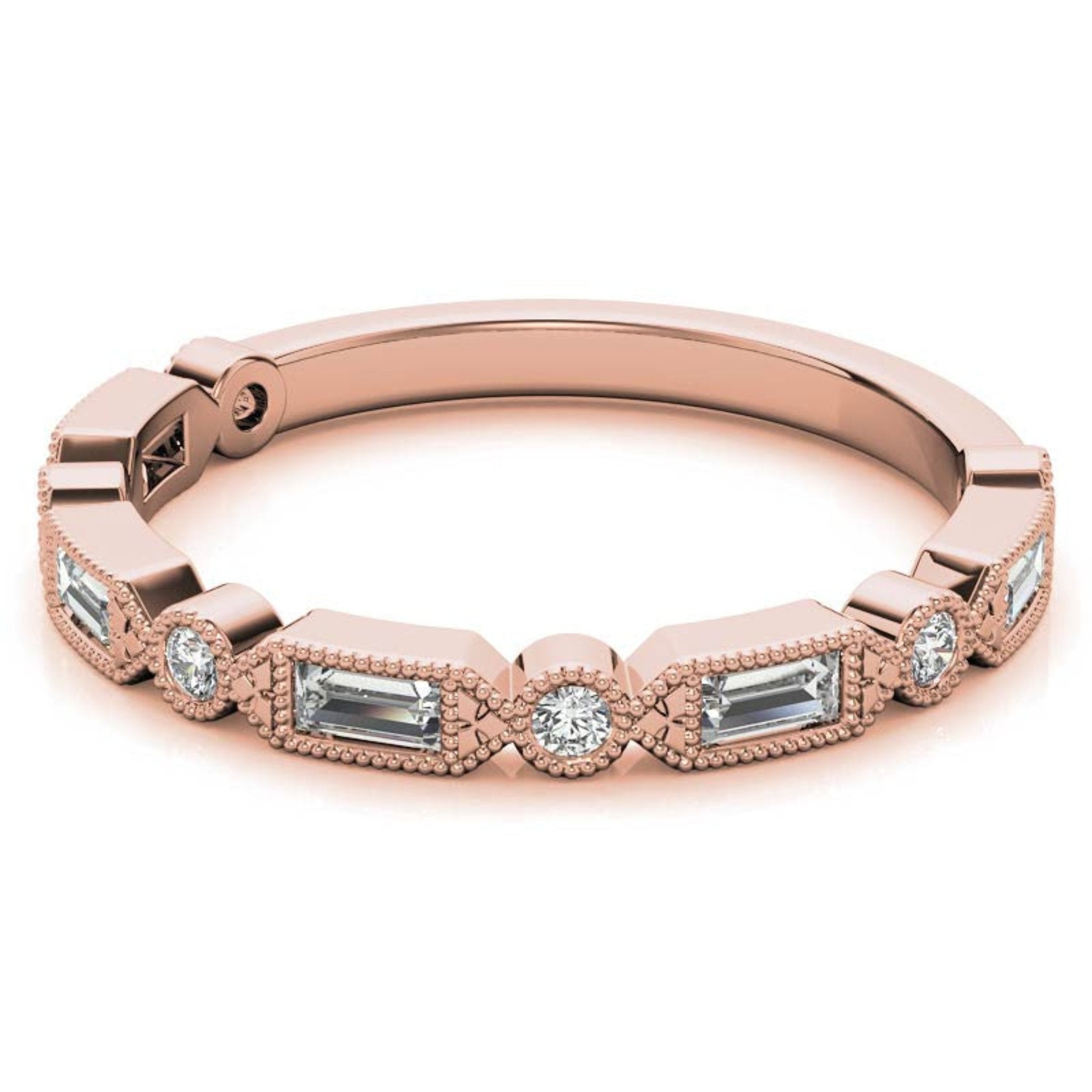 Rose Gold Silver Vintage-Inspired Adjustable Half-Eternity Ring For Woman