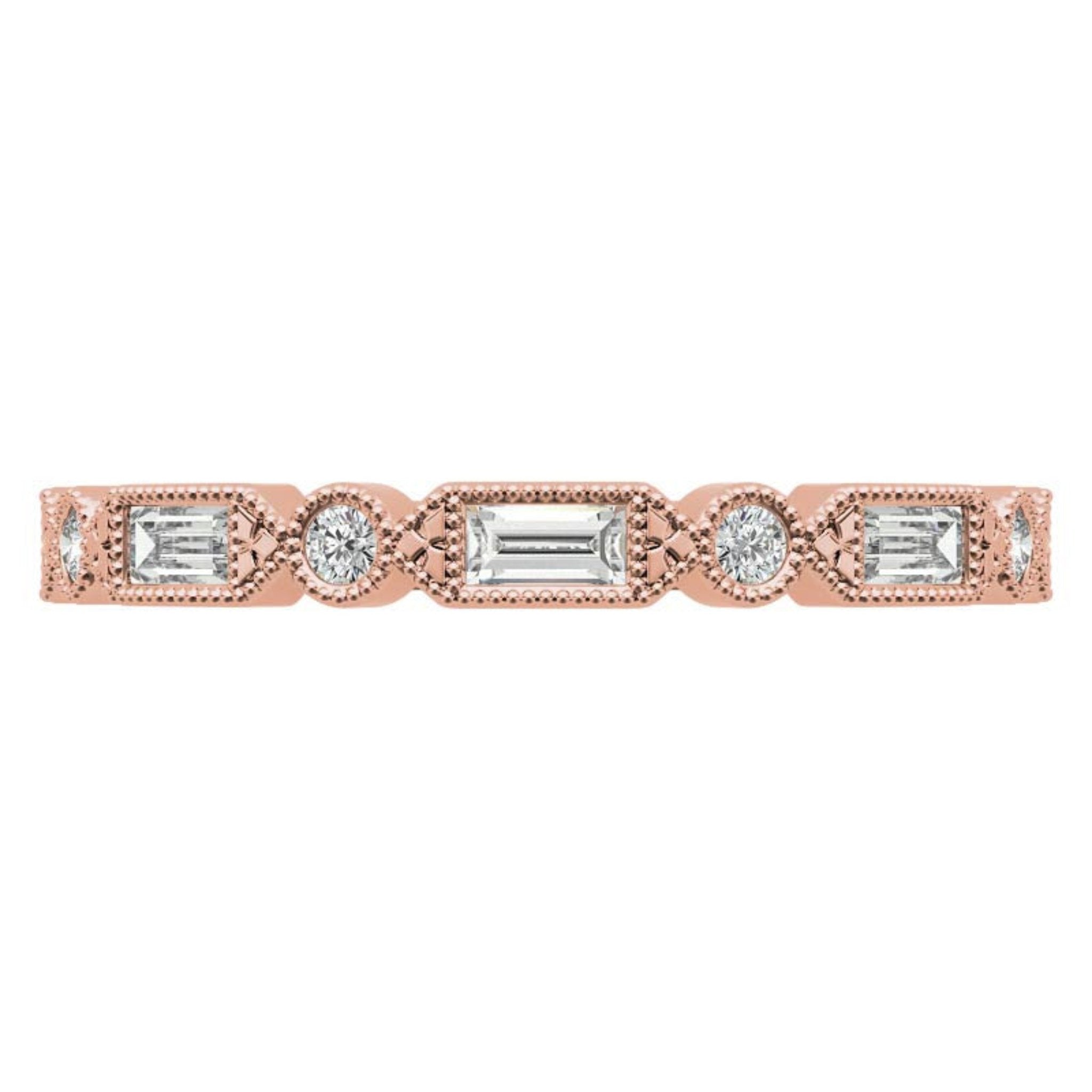 Rose Gold Silver Vintage-Inspired Adjustable Half-Eternity Ring For Woman