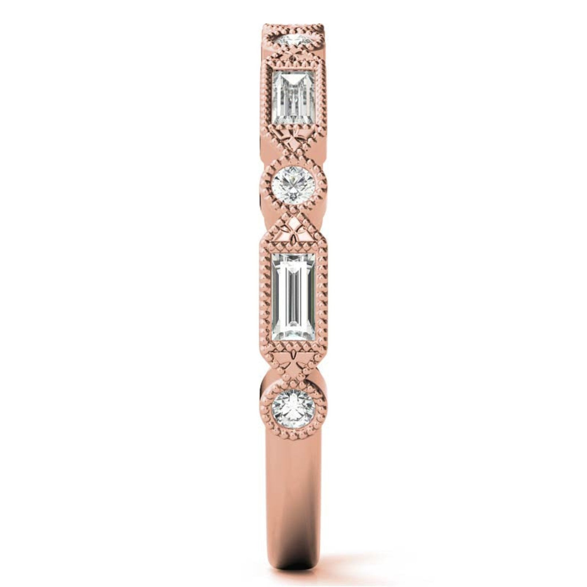 Rose Gold Silver Vintage-Inspired Adjustable Half-Eternity Ring For Woman