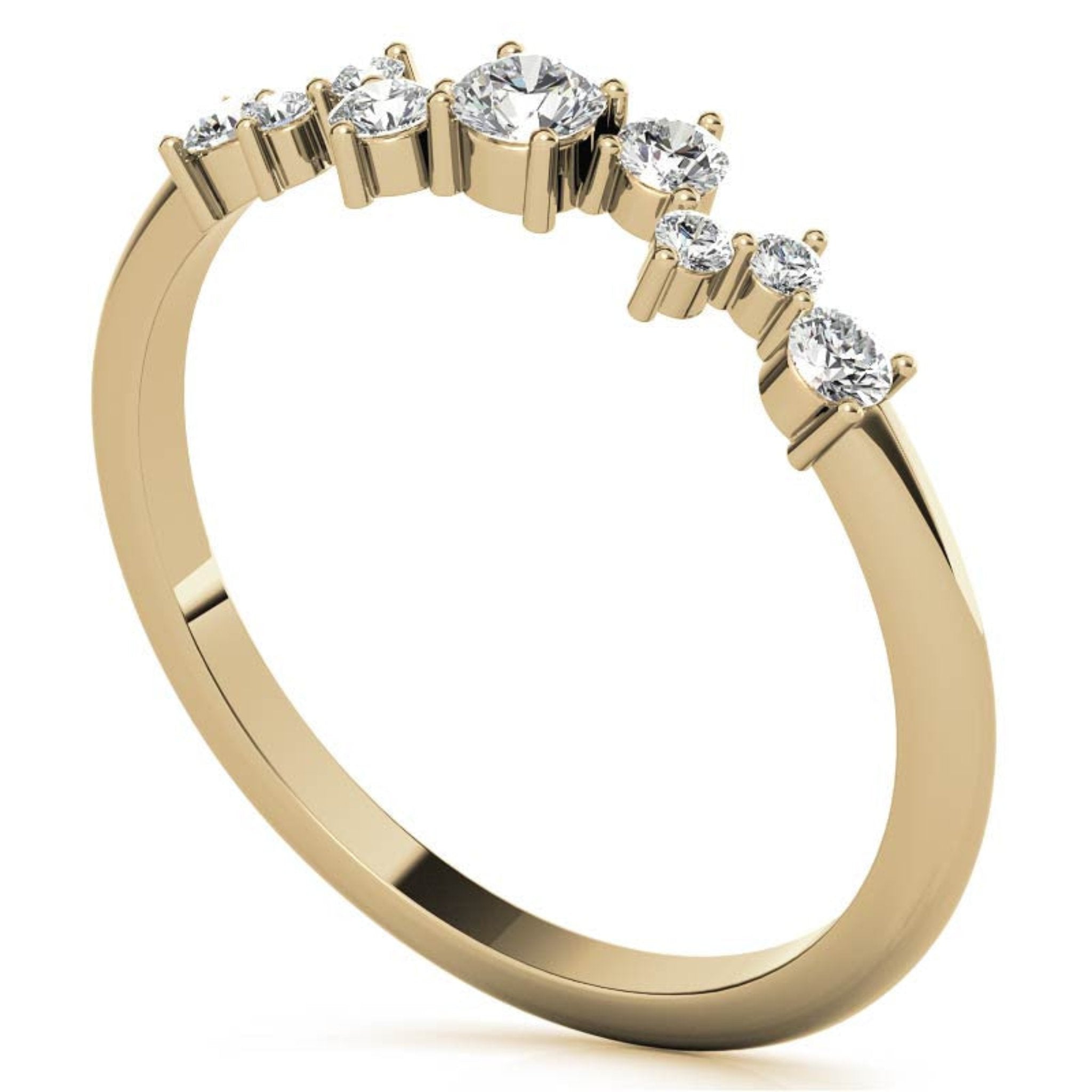 Yellow Gold Silver Unique Cluster Adjustable Staggered Miracle Ring For Woman