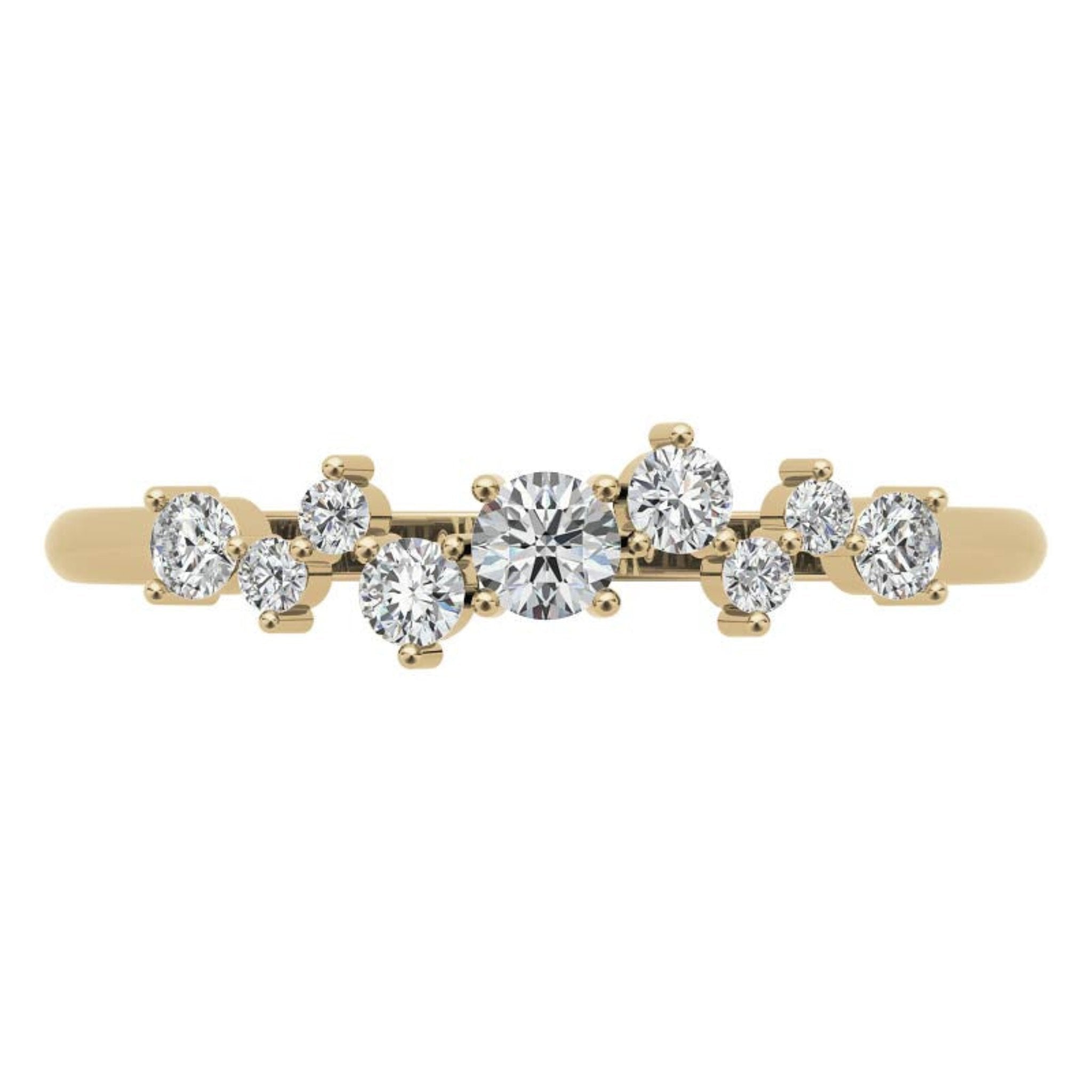 Yellow Gold Silver Unique Cluster Adjustable Staggered Miracle Ring For Woman