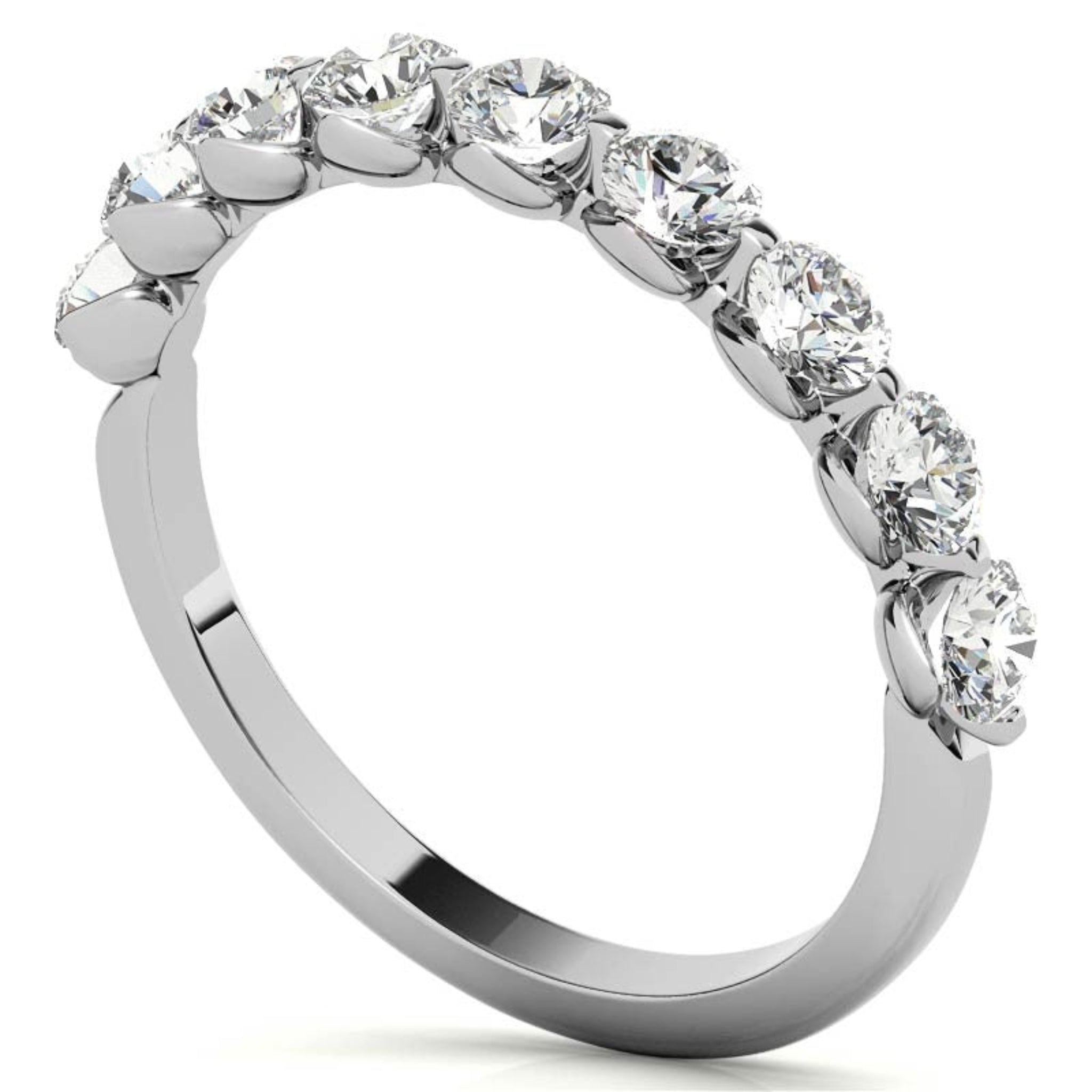 Sterling Silver Graceful Adjustable Round Cut Diamond White Gold Ring For Women