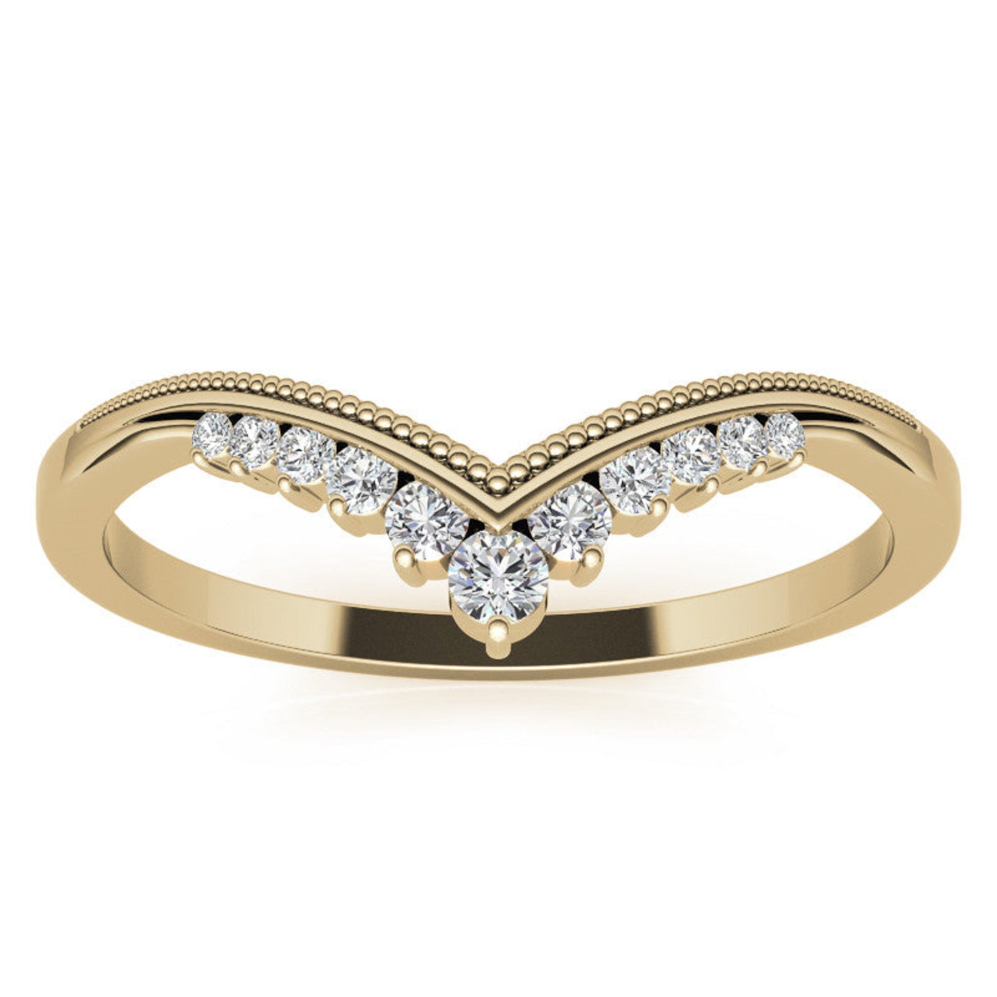 Adjustable Elegant Sterling Silver Yellow Gold V-Shaped Chevron Diamond Ring For Women