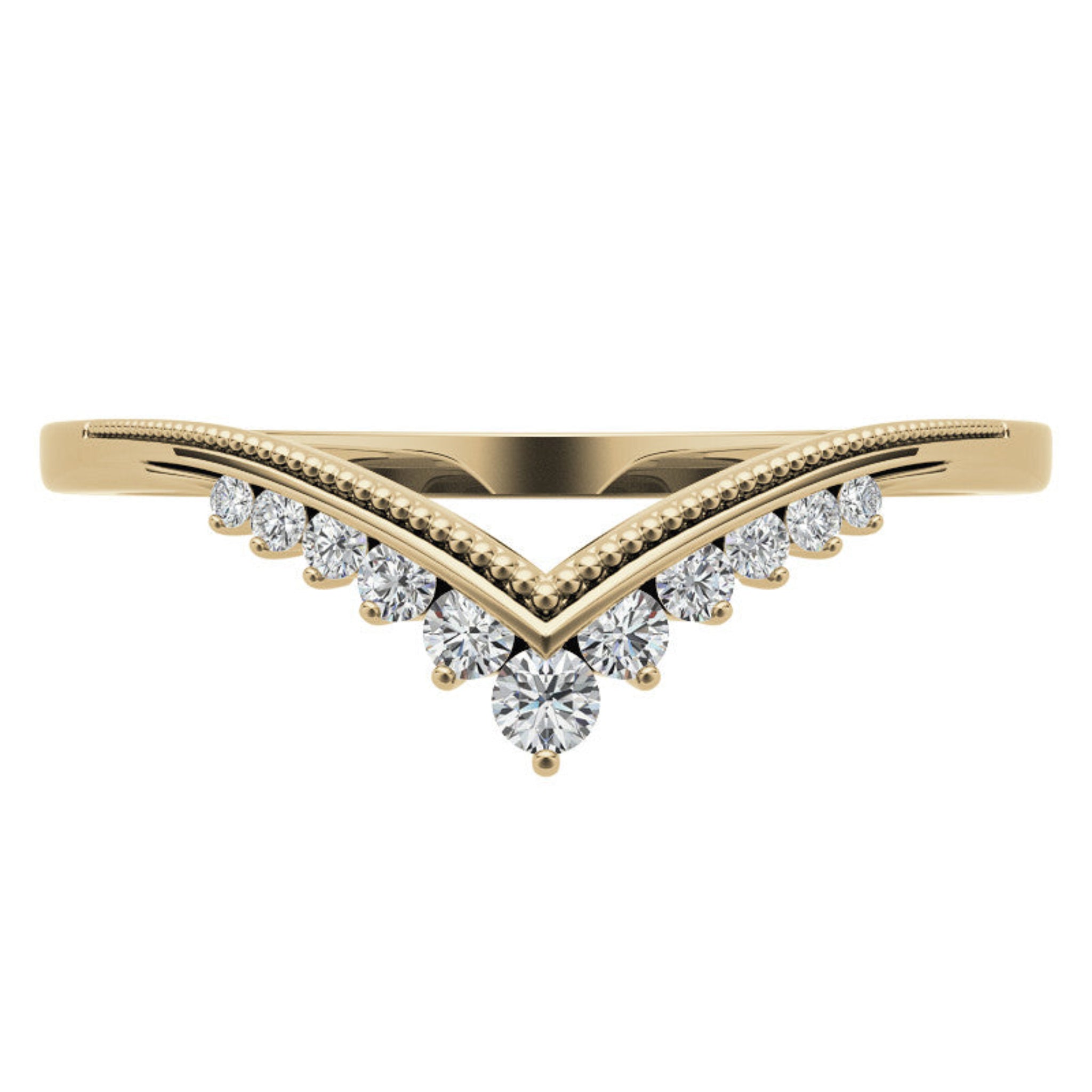 Adjustable Elegant Sterling Silver Yellow Gold V-Shaped Chevron Diamond Ring For Women