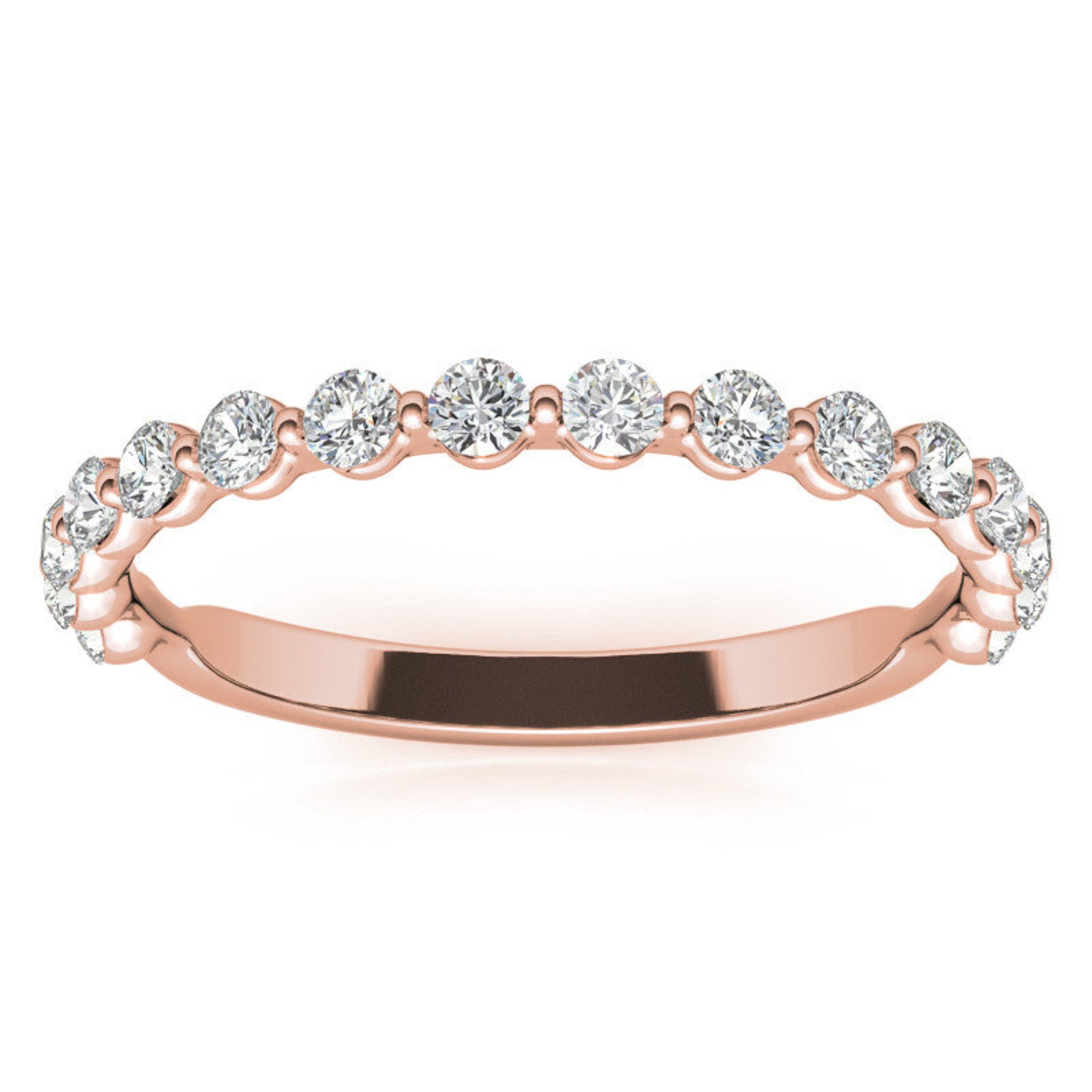 Sterling Silver Elegant Adjustable Round Diamond Rose Gold Eternity Band For Women