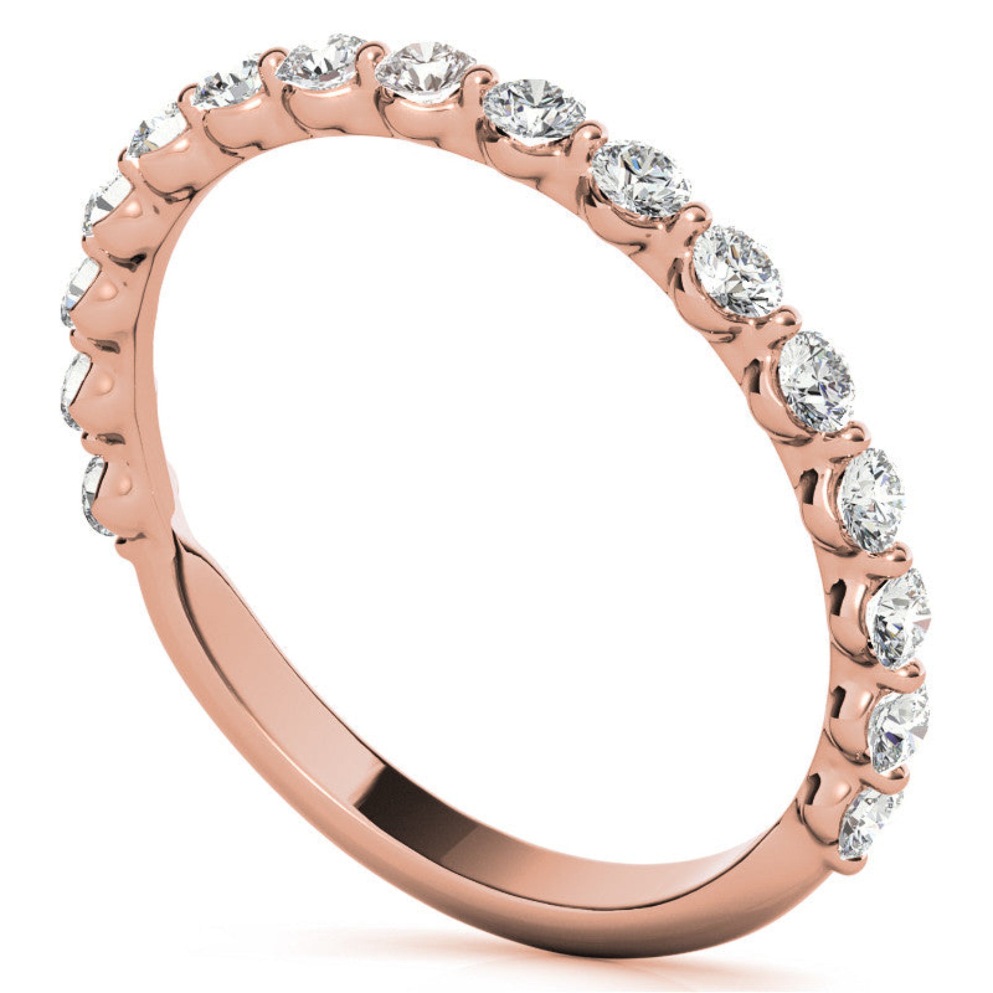 Sterling Silver Elegant Adjustable Round Diamond Rose Gold Eternity Band For Women