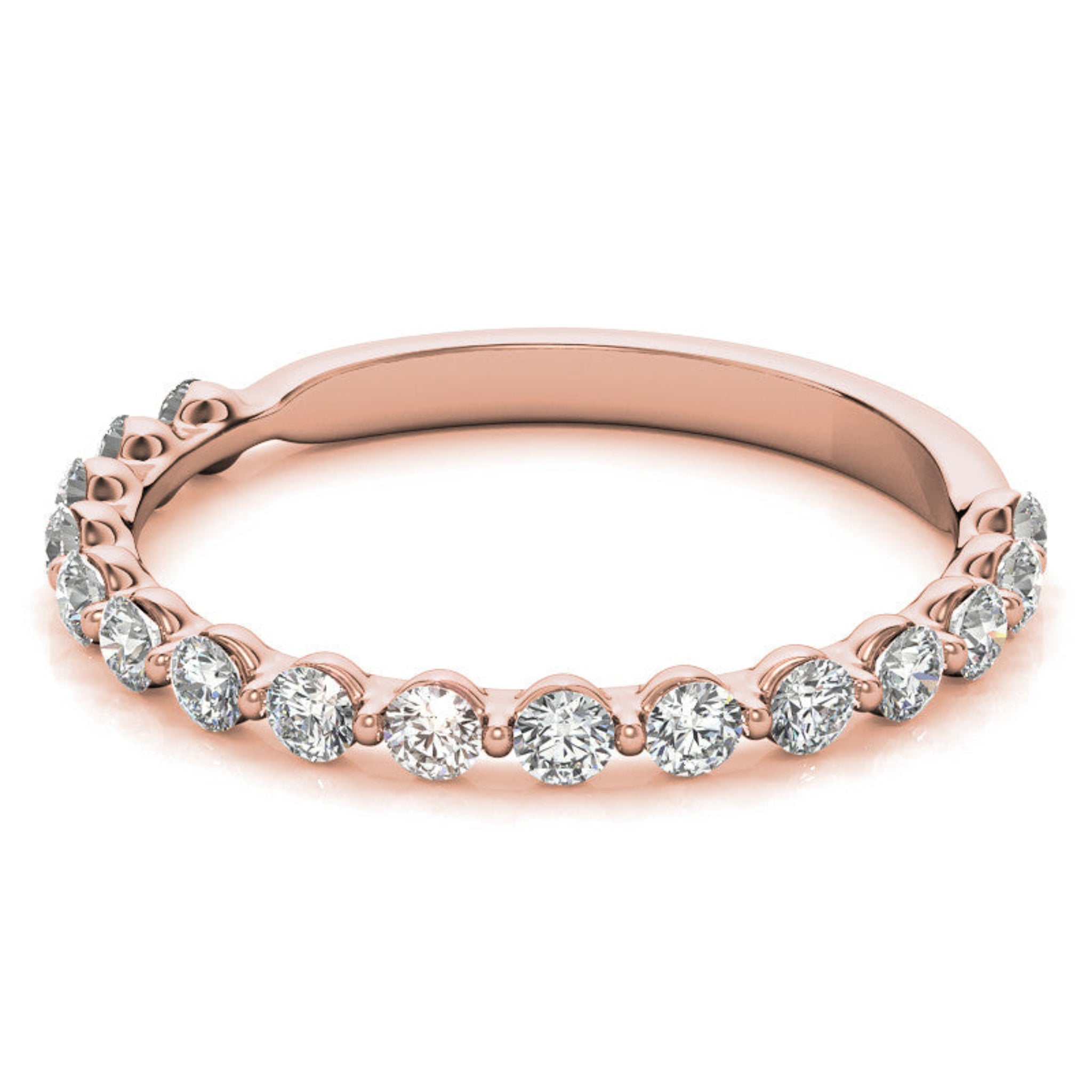 Sterling Silver Elegant Adjustable Round Diamond Rose Gold Eternity Band For Women