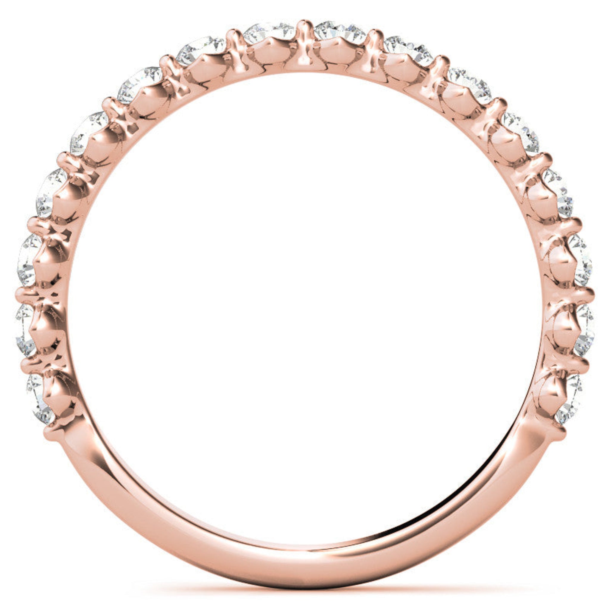 Sterling Silver Elegant Adjustable Round Diamond Rose Gold Eternity Band For Women