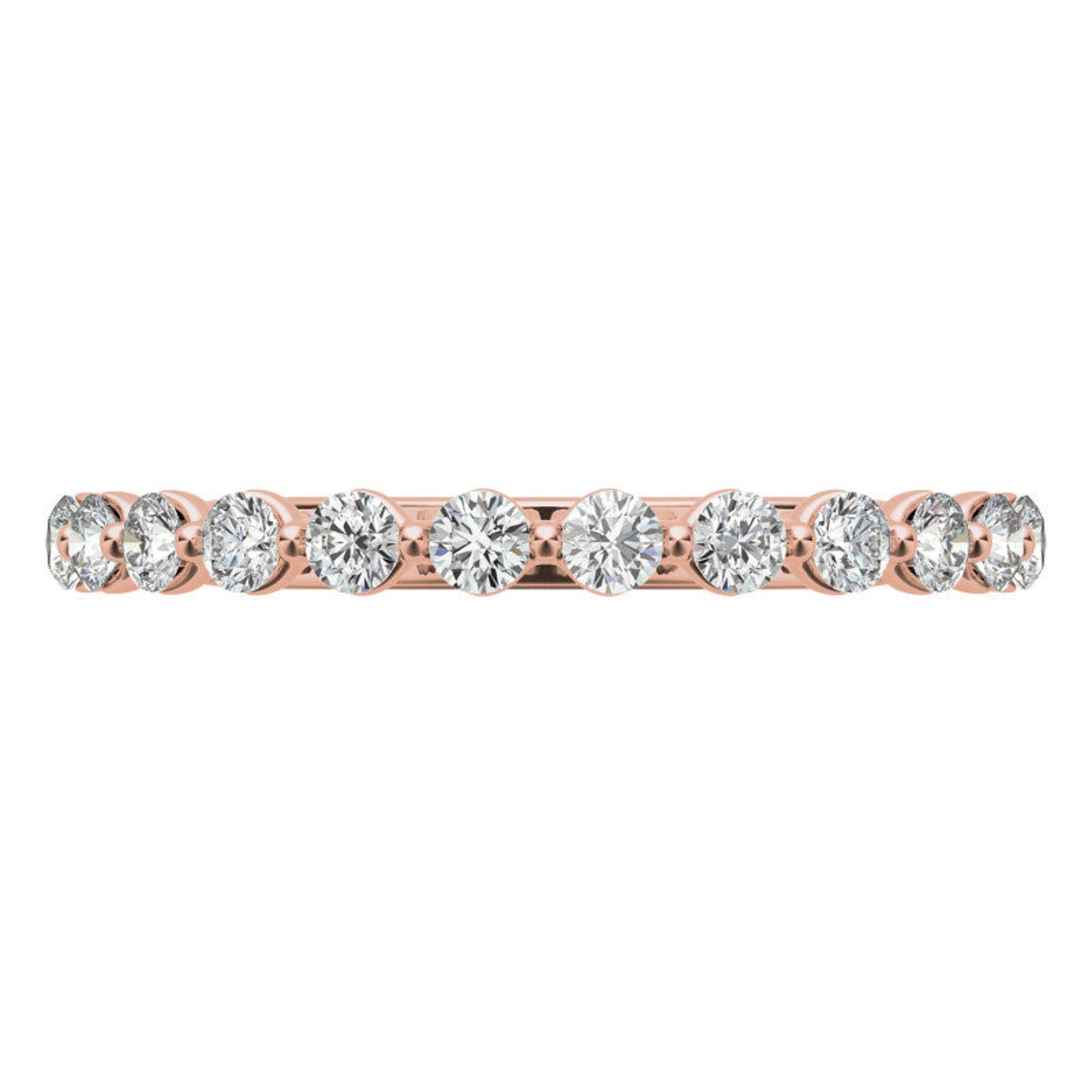 Sterling Silver Elegant Adjustable Round Diamond Rose Gold Eternity Band For Women