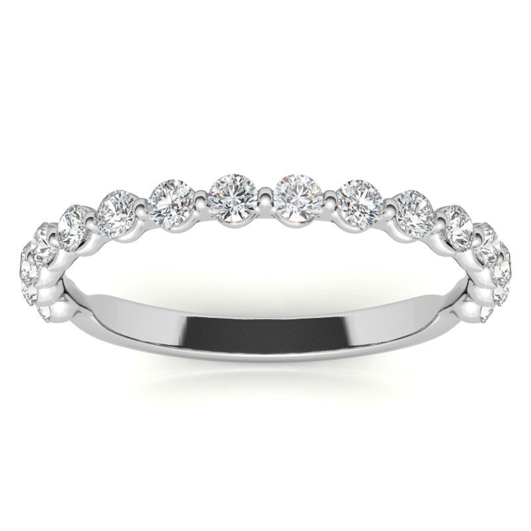 Sterling Silver Elegant Adjustable Round Diamond White Gold Eternity Band For Women