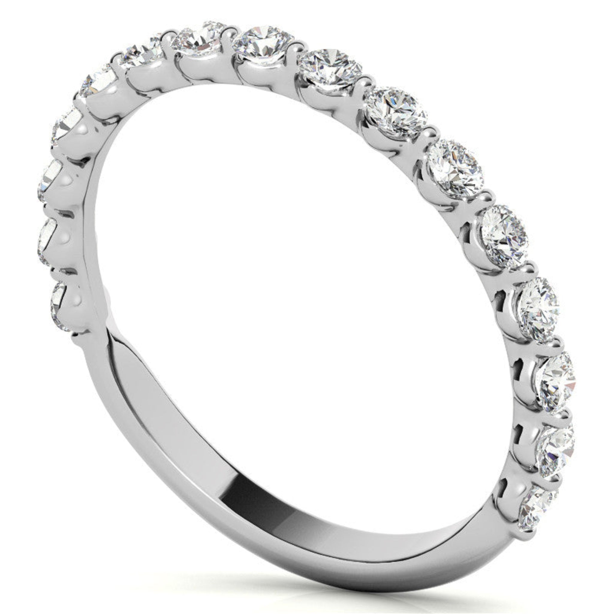 Sterling Silver Elegant Adjustable Round Diamond White Gold Eternity Band For Women