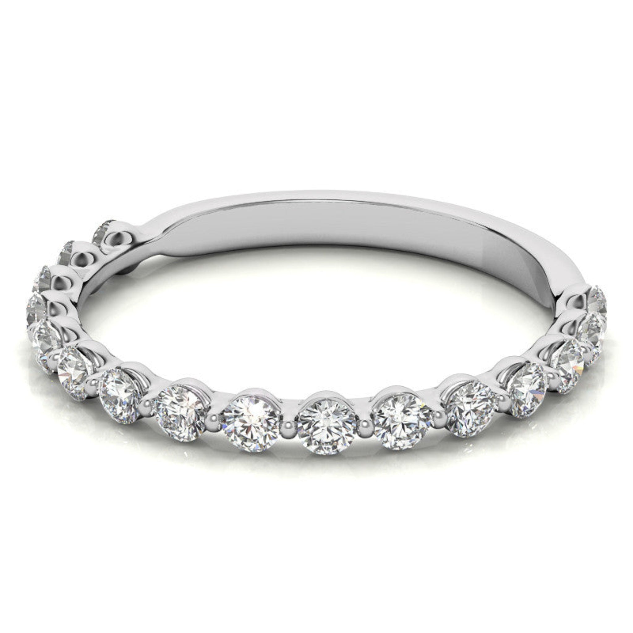 Sterling Silver Elegant Adjustable Round Diamond White Gold Eternity Band For Women