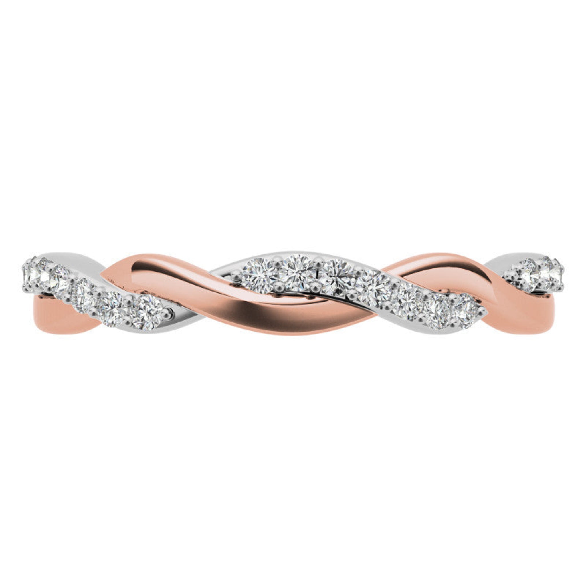 Rose Gold Silver Twist Semi-Eternity Rope Adjustable Intertwined Ring For Woman