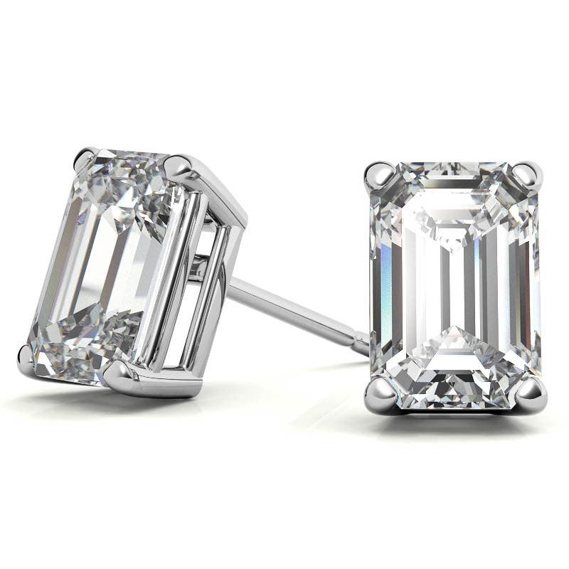 925 Sterling Silver Gleaming Rectangle Solitaire Set of earrings and Pendant