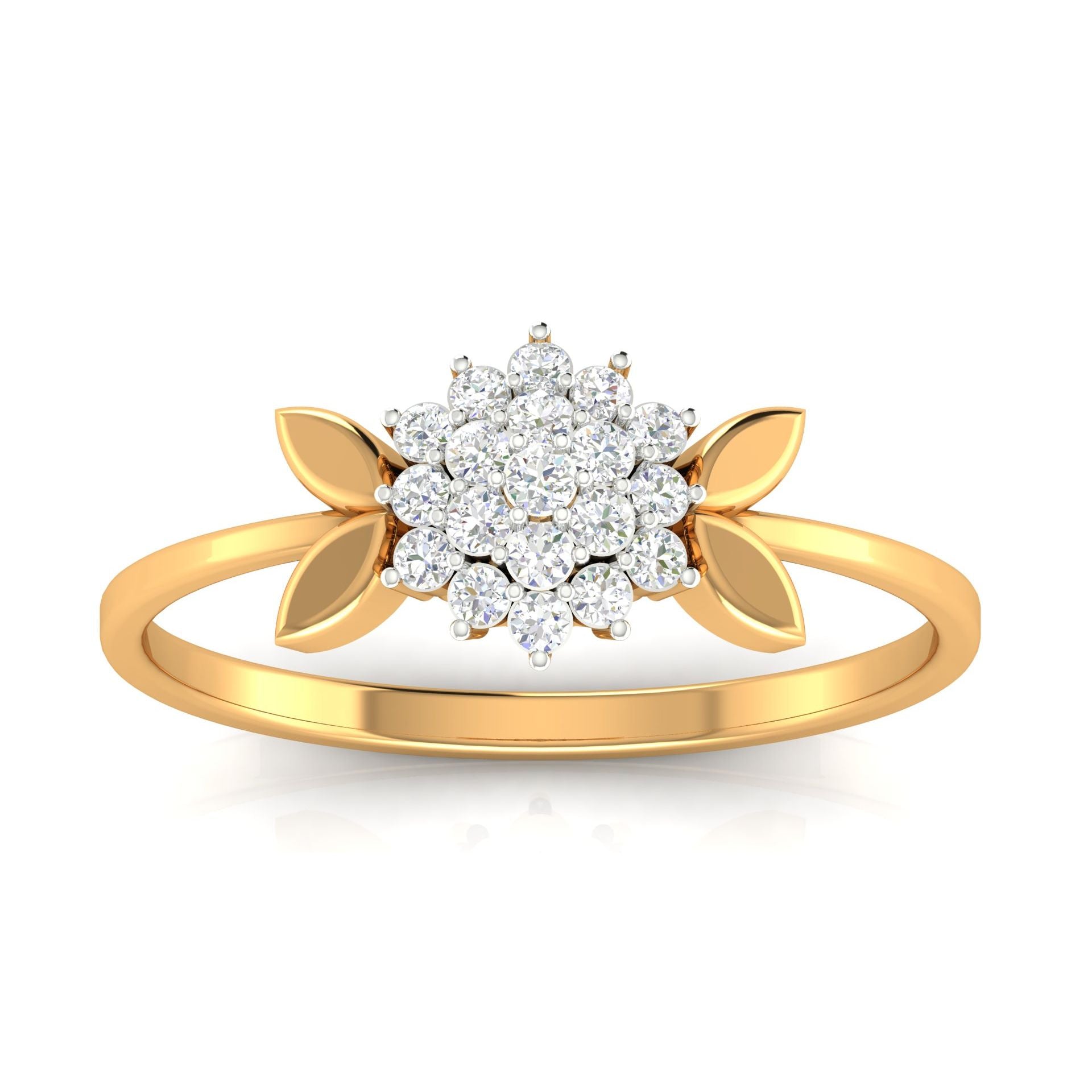 Silver Yellow Gold Adjustable Floral Cluster Sparkling Diamond Ring for Women