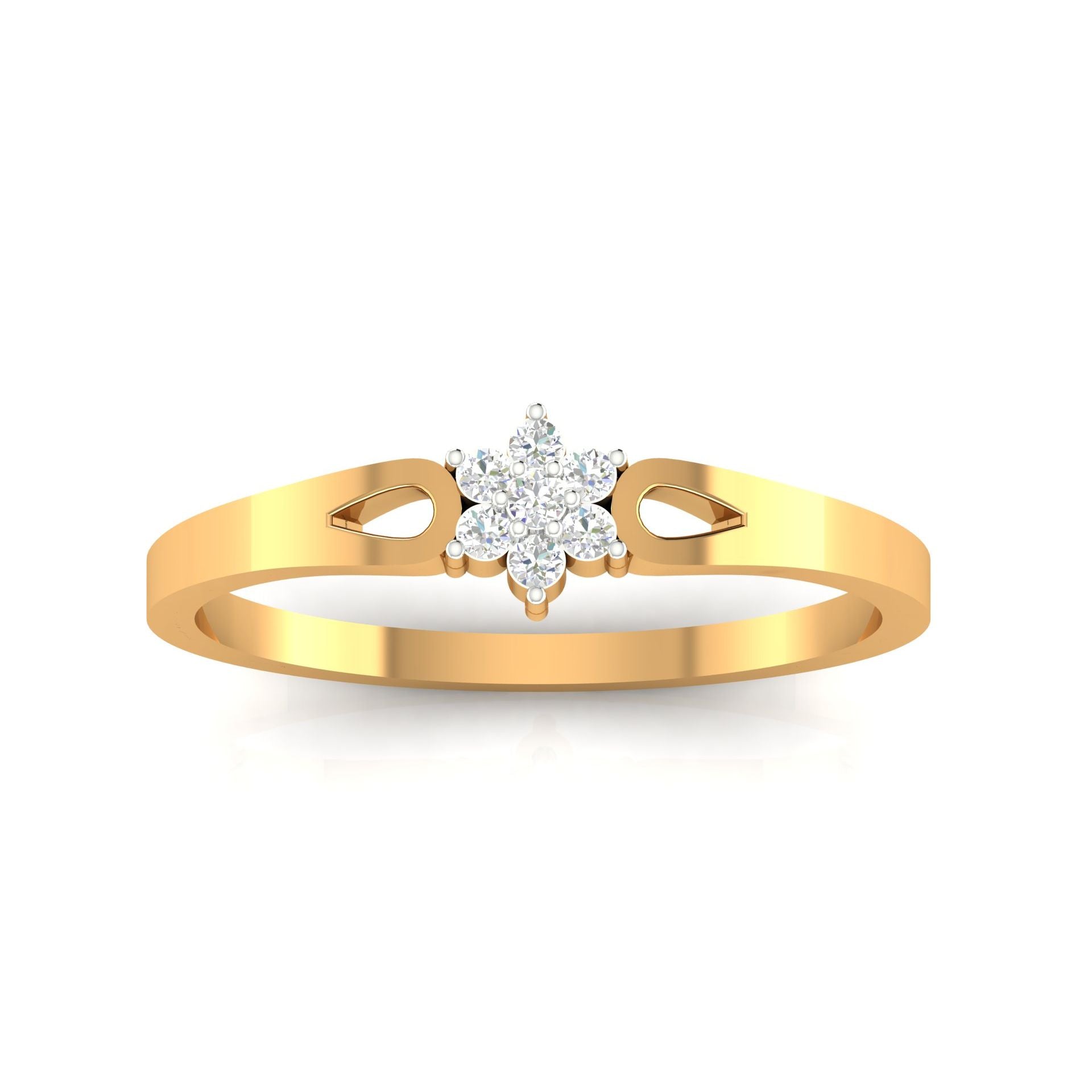 Silver Yellow Gold Adjustable Subtle Curved Diamond Centerpiece Ring for Women