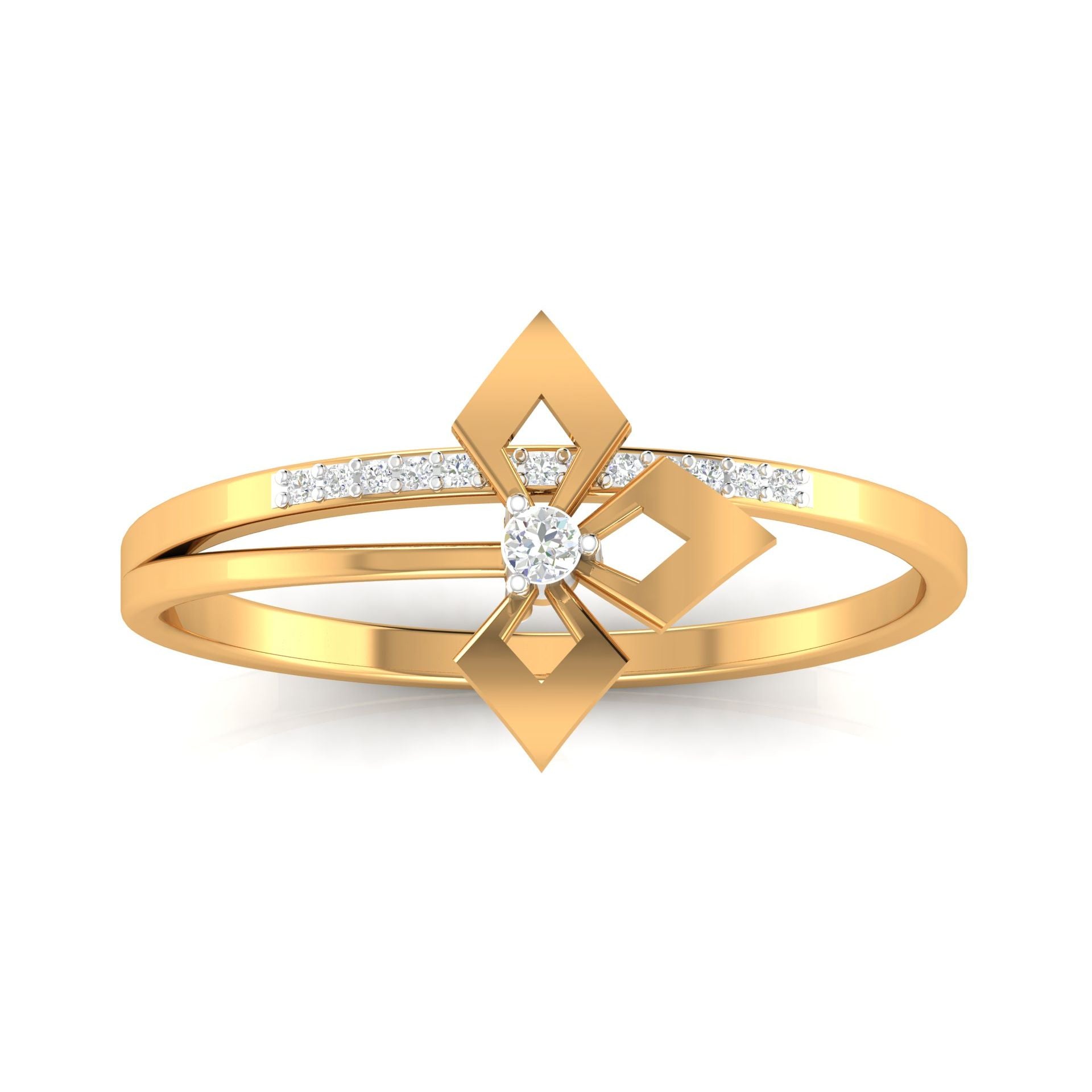 Silver Yellow Gold Adjustable Triple Open Square Floral Diamond Accent Ring for Women