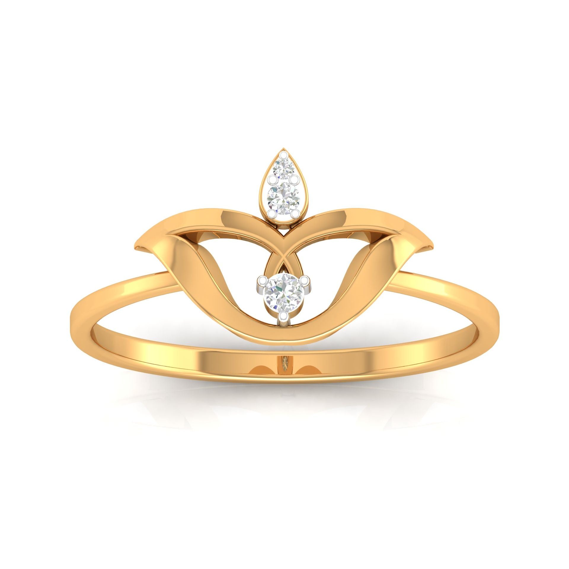 Silver Yellow Gold Adjustable Lotus Floral Cutout Inspired Diamond Accent Ring for Women