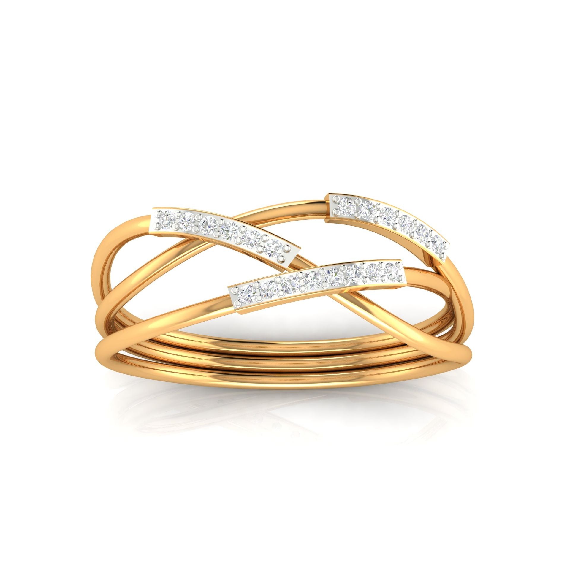 Adjustable Sterling Silver Unique Yellow Gold Intertwined Diamond Ring For Women