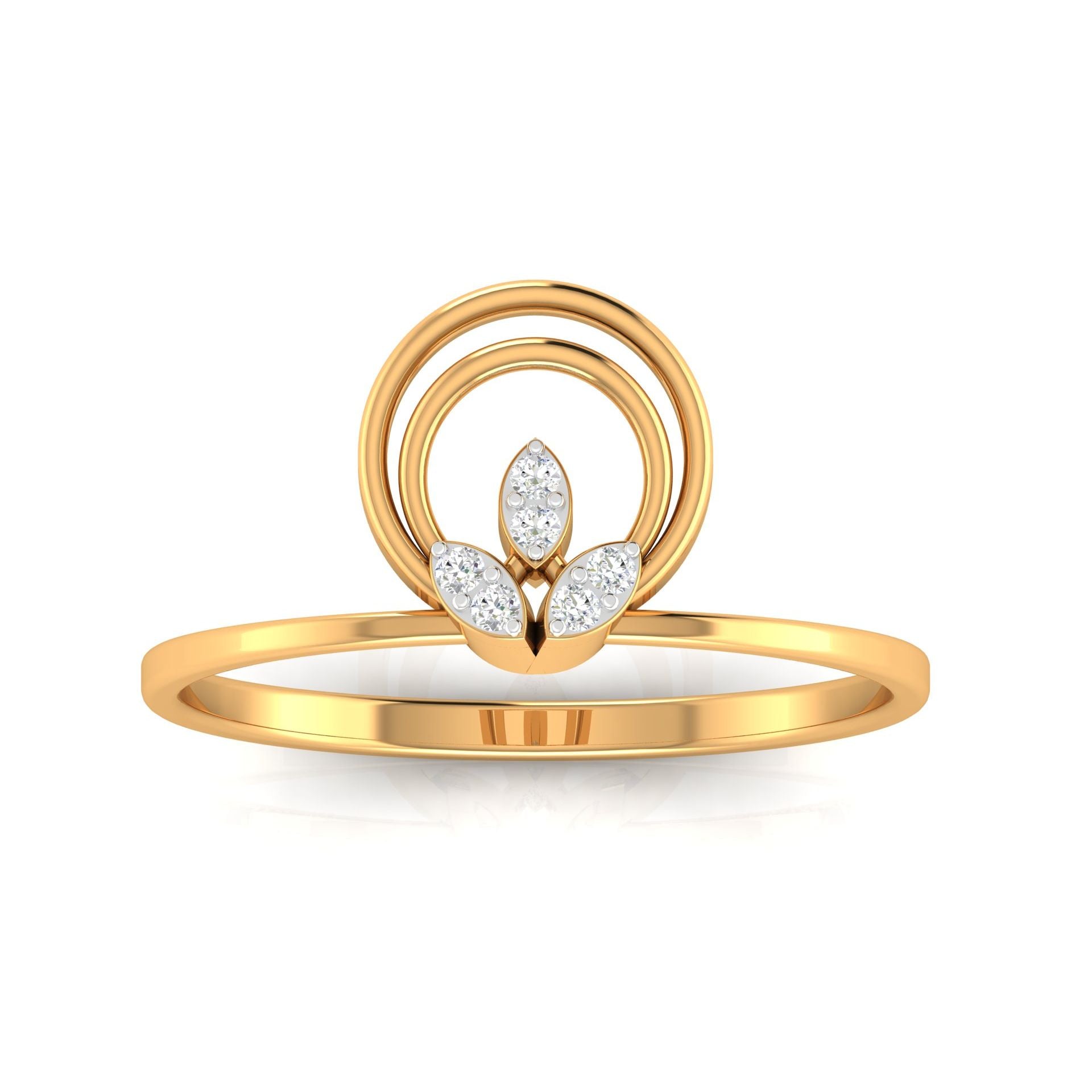 Silver Yellow Gold Plated Adjustable Floral Leaf Dainty Ring For Women