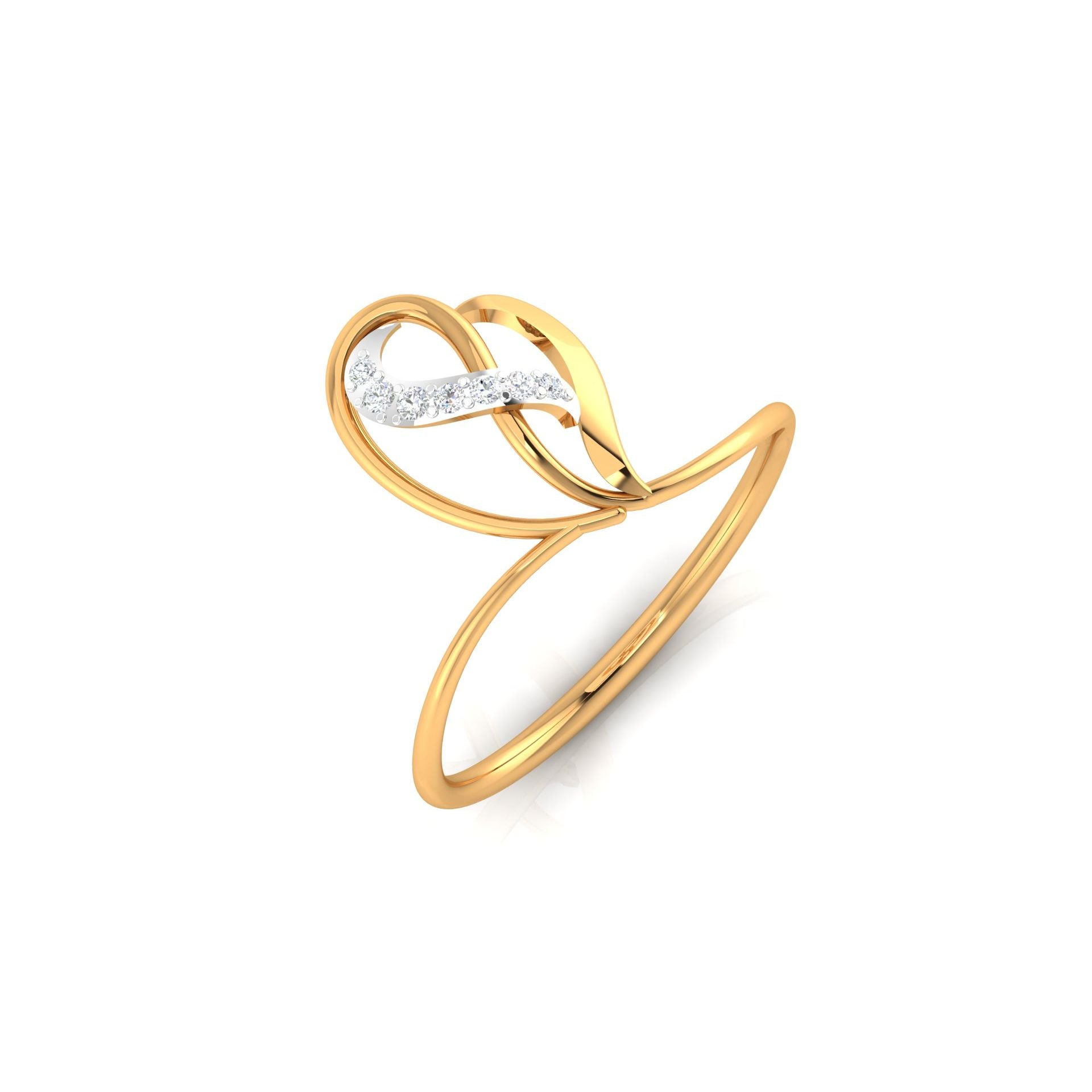 Yellow Gold Plated Adjustable Open Heart Silver Modern Ring For Women