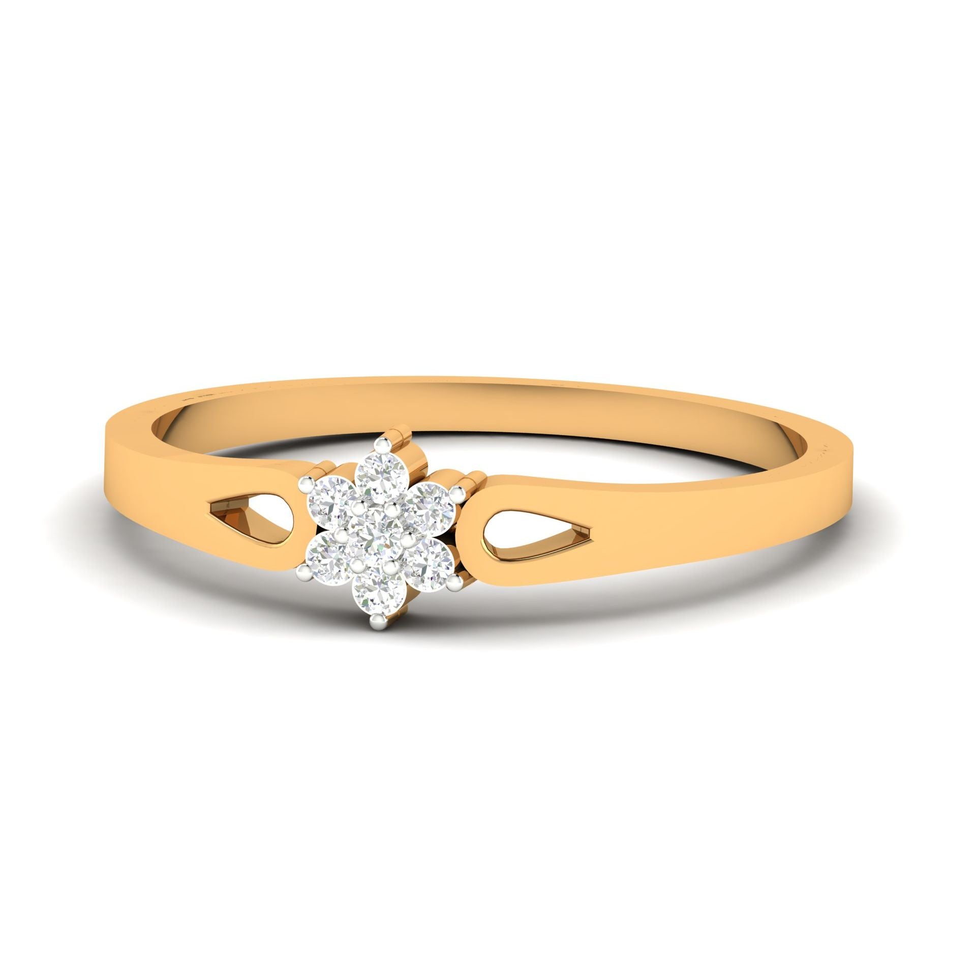 Silver Yellow Gold Adjustable Subtle Curved Diamond Centerpiece Ring for Women