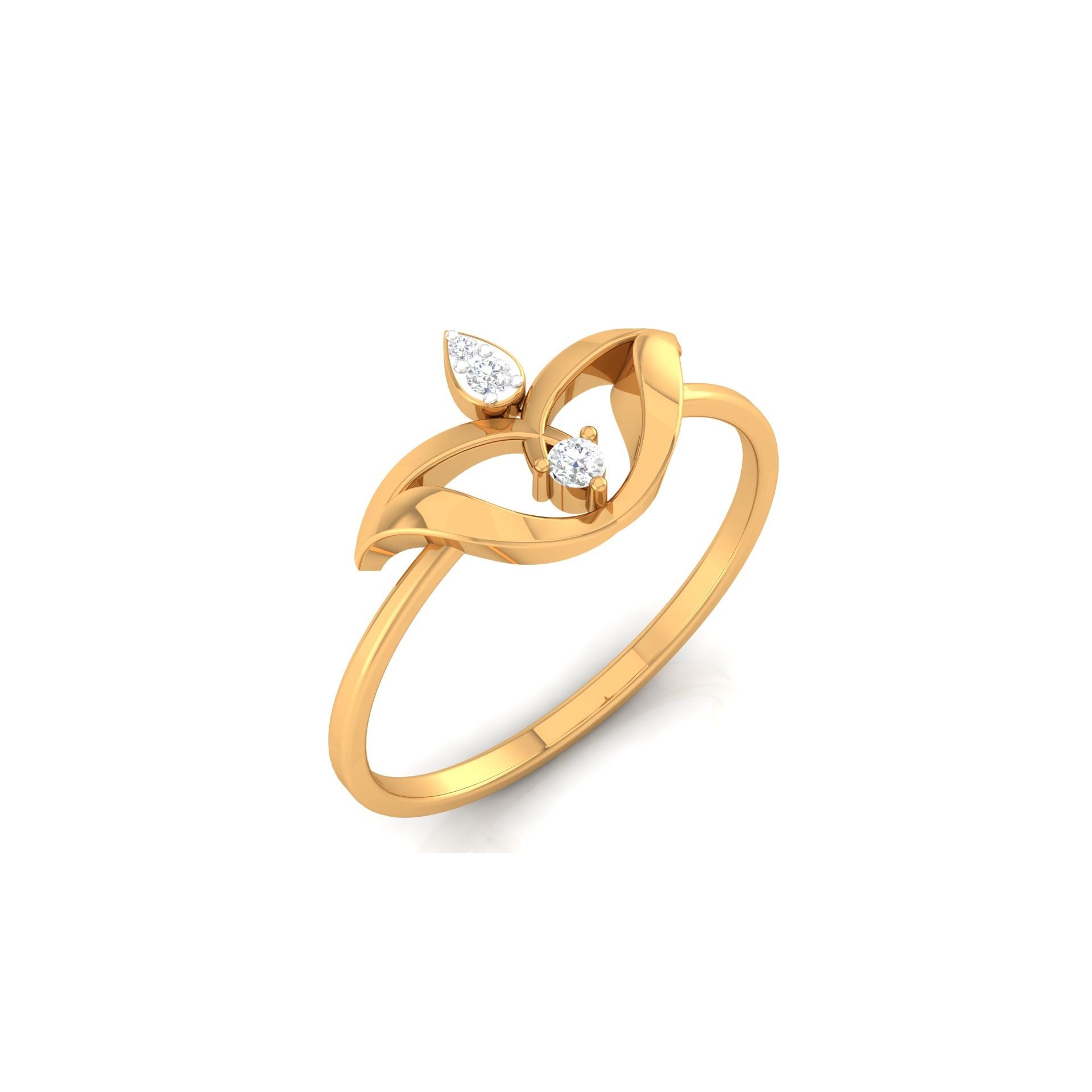 Silver Yellow Gold Adjustable Lotus Floral Cutout Inspired Diamond Accent Ring for Women