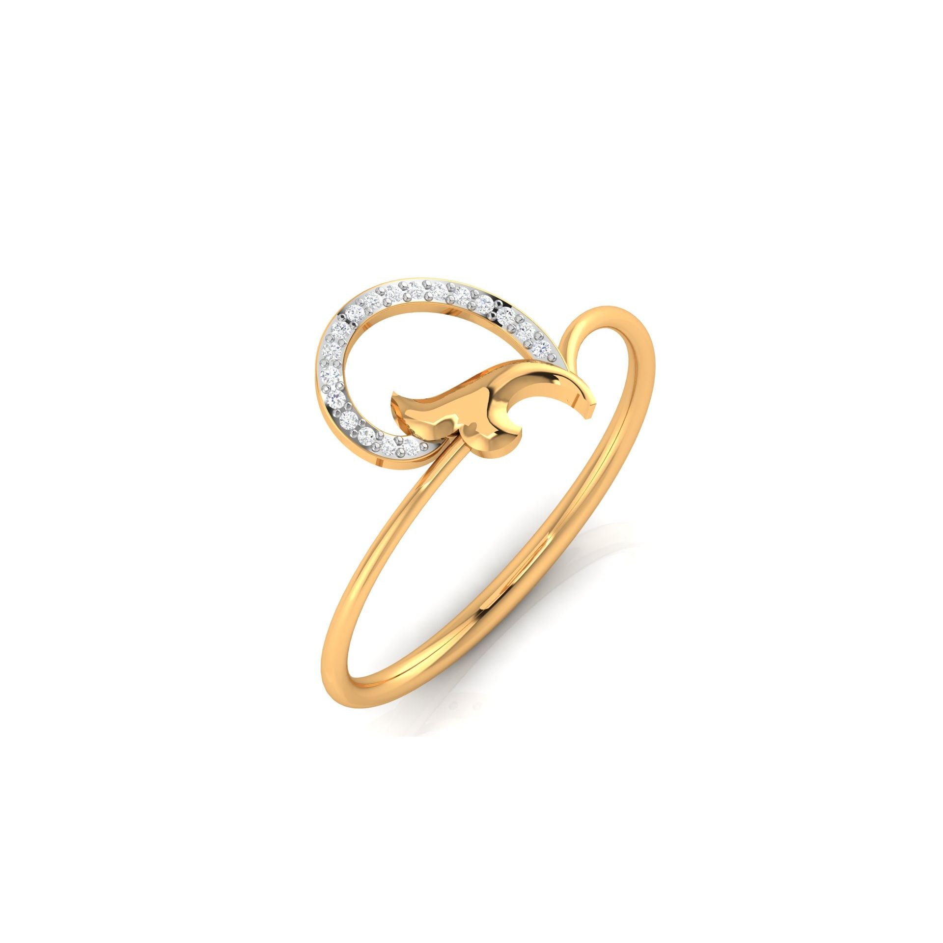 Silver Yellow Gold Adjustable Dolphin-Inspired Diamond Loop Ring For Woman