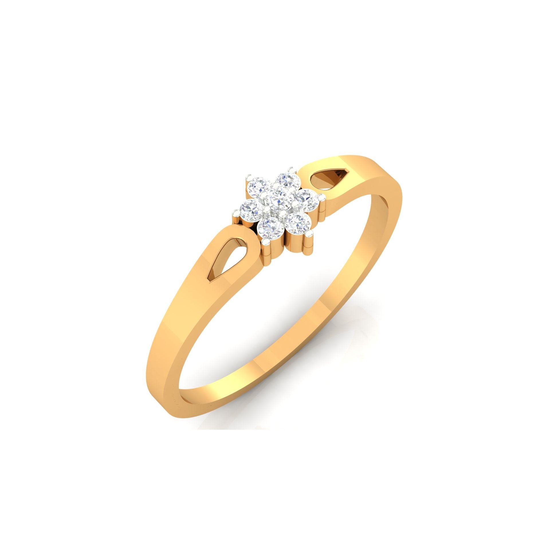 Silver Yellow Gold Adjustable Subtle Curved Diamond Centerpiece Ring for Women