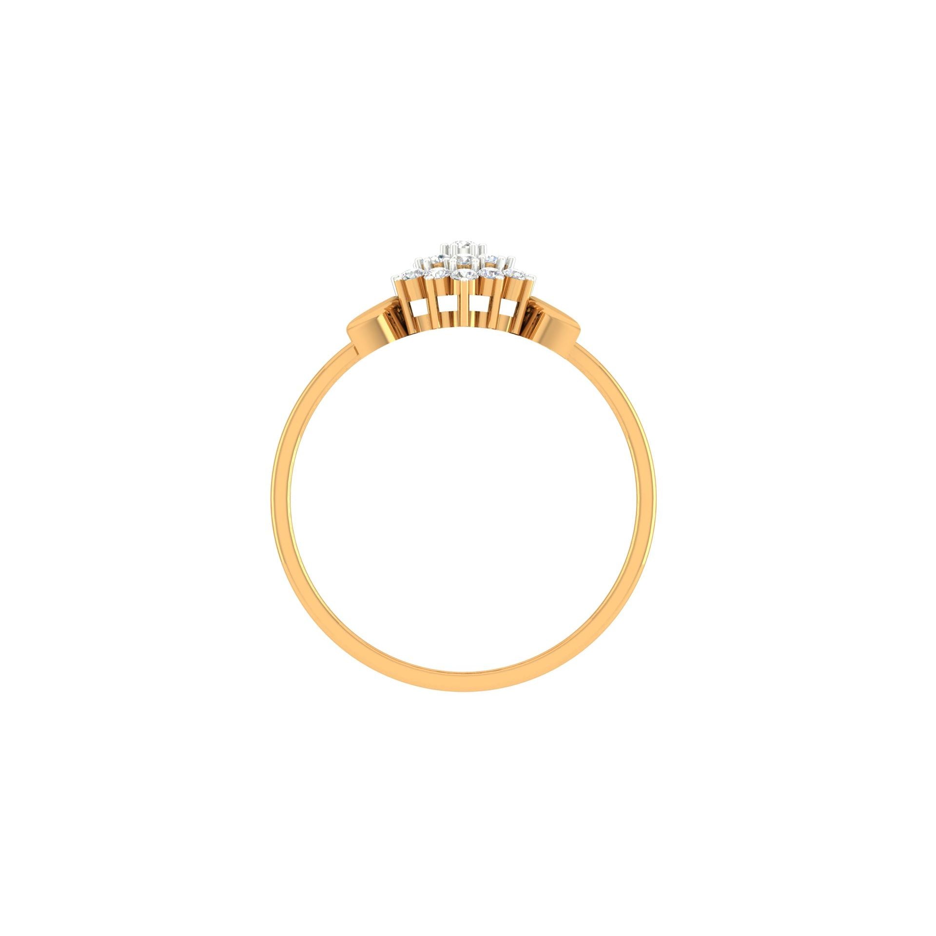 Silver Yellow Gold Adjustable Floral Cluster Sparkling Diamond Ring for Women