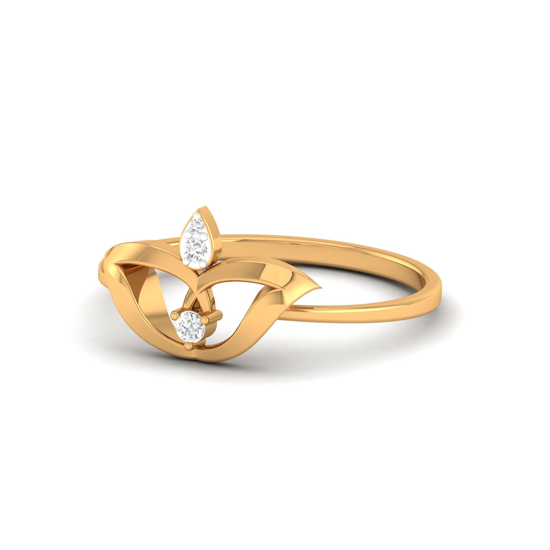 Silver Yellow Gold Adjustable Lotus Floral Cutout Inspired Diamond Accent Ring for Women