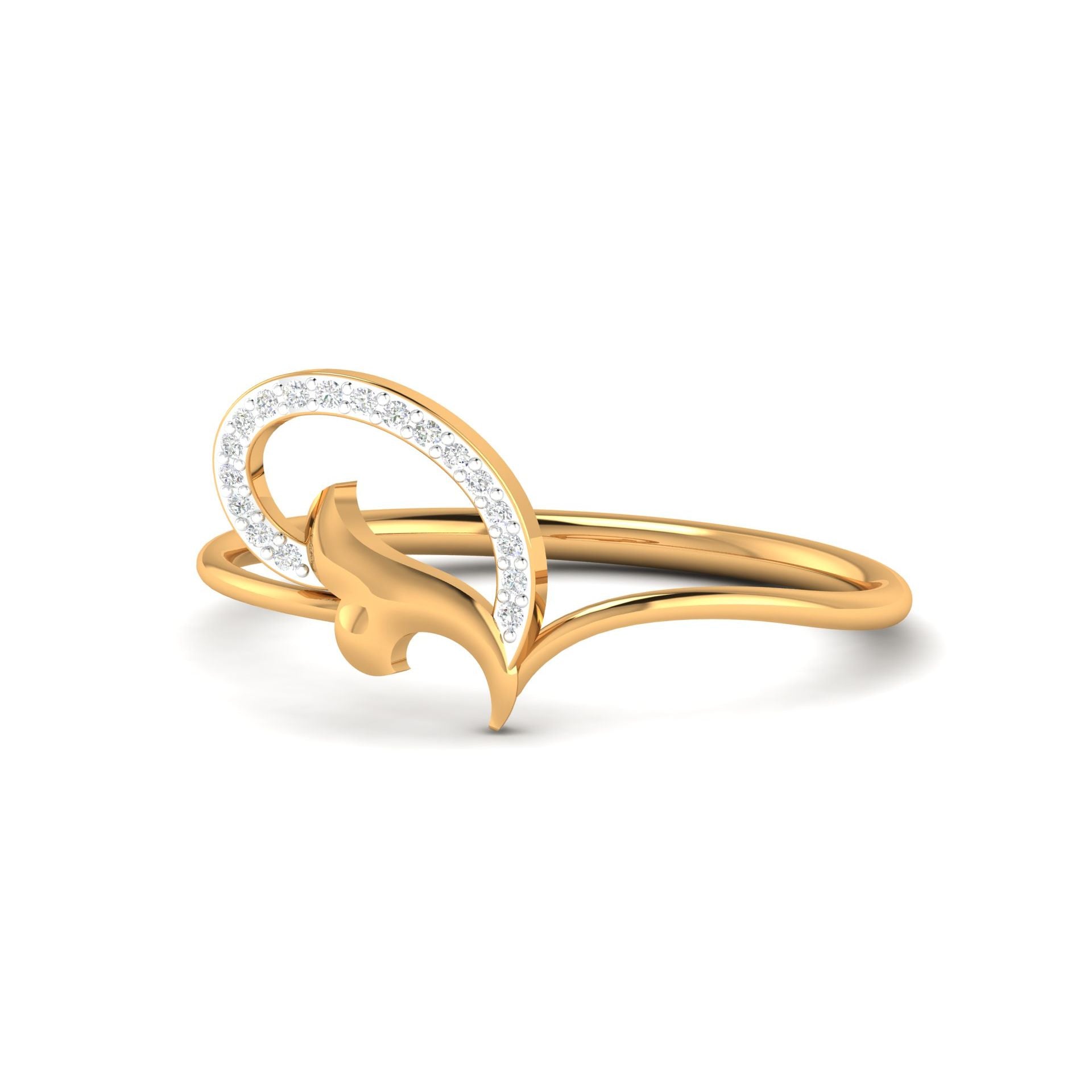 Silver Yellow Gold Adjustable Dolphin-Inspired Diamond Loop Ring For Woman