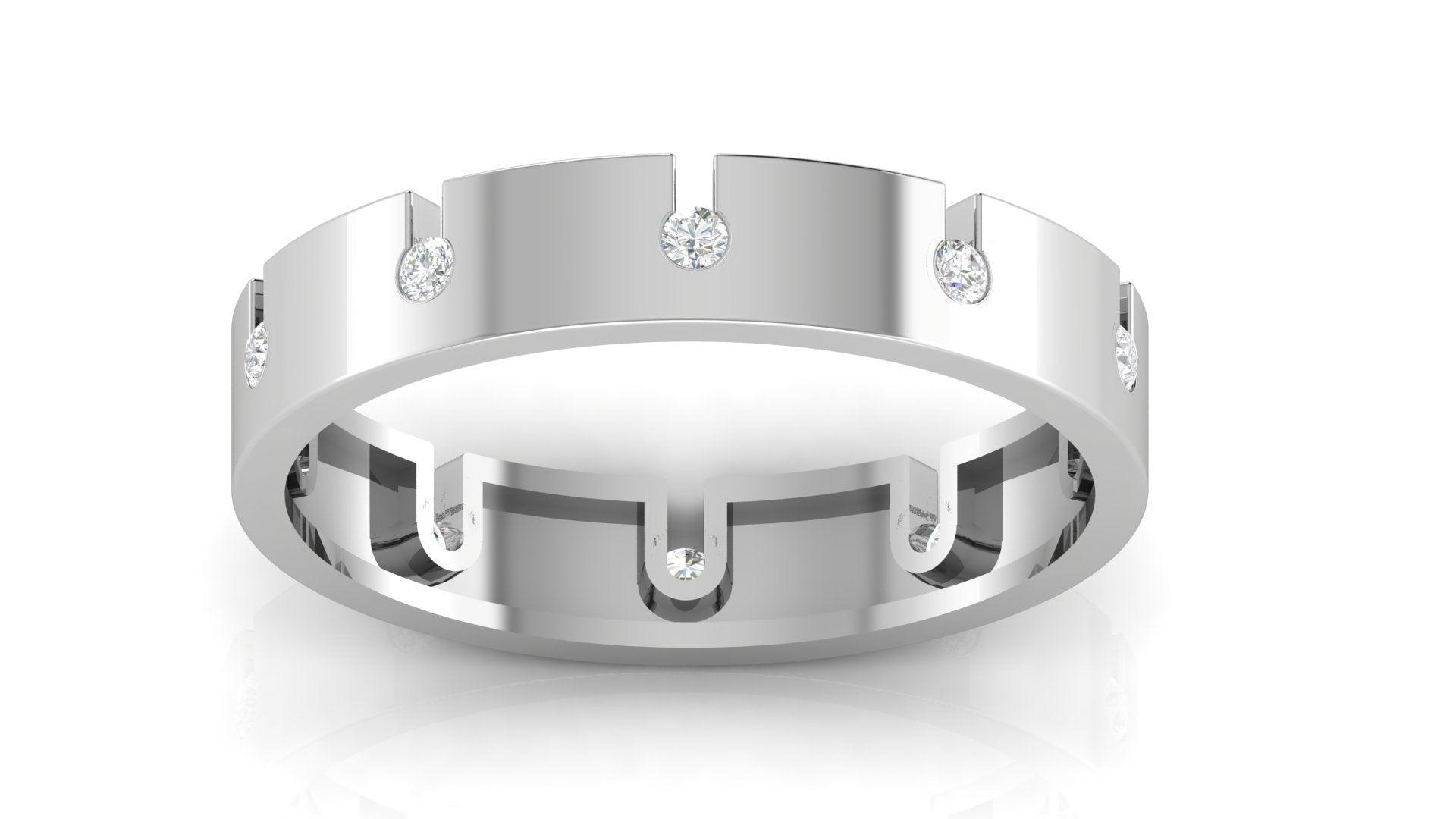 925 Sterling Silver Embracing Love Platinum Adjustable Couple Bands AUS-111 - Auory