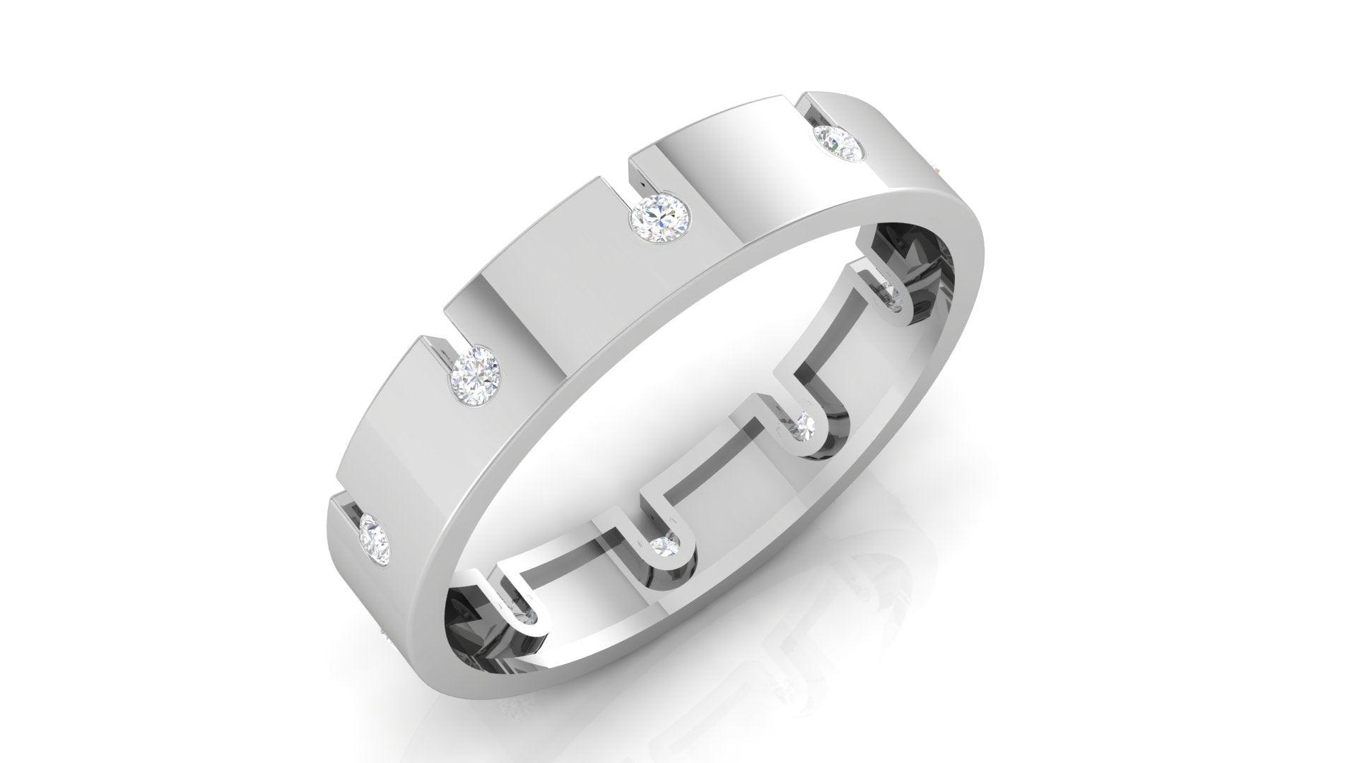 925 Sterling Silver Embracing Love Platinum Adjustable Couple Bands AUS-111 - Auory