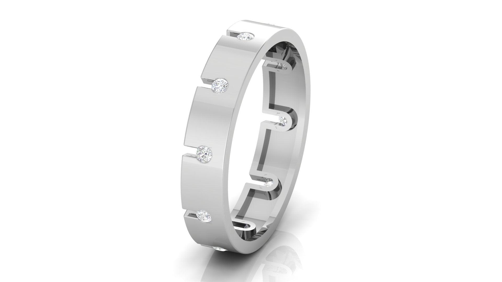 925 Sterling Silver Embracing Love Platinum Adjustable Couple Bands AUS-111 - Auory