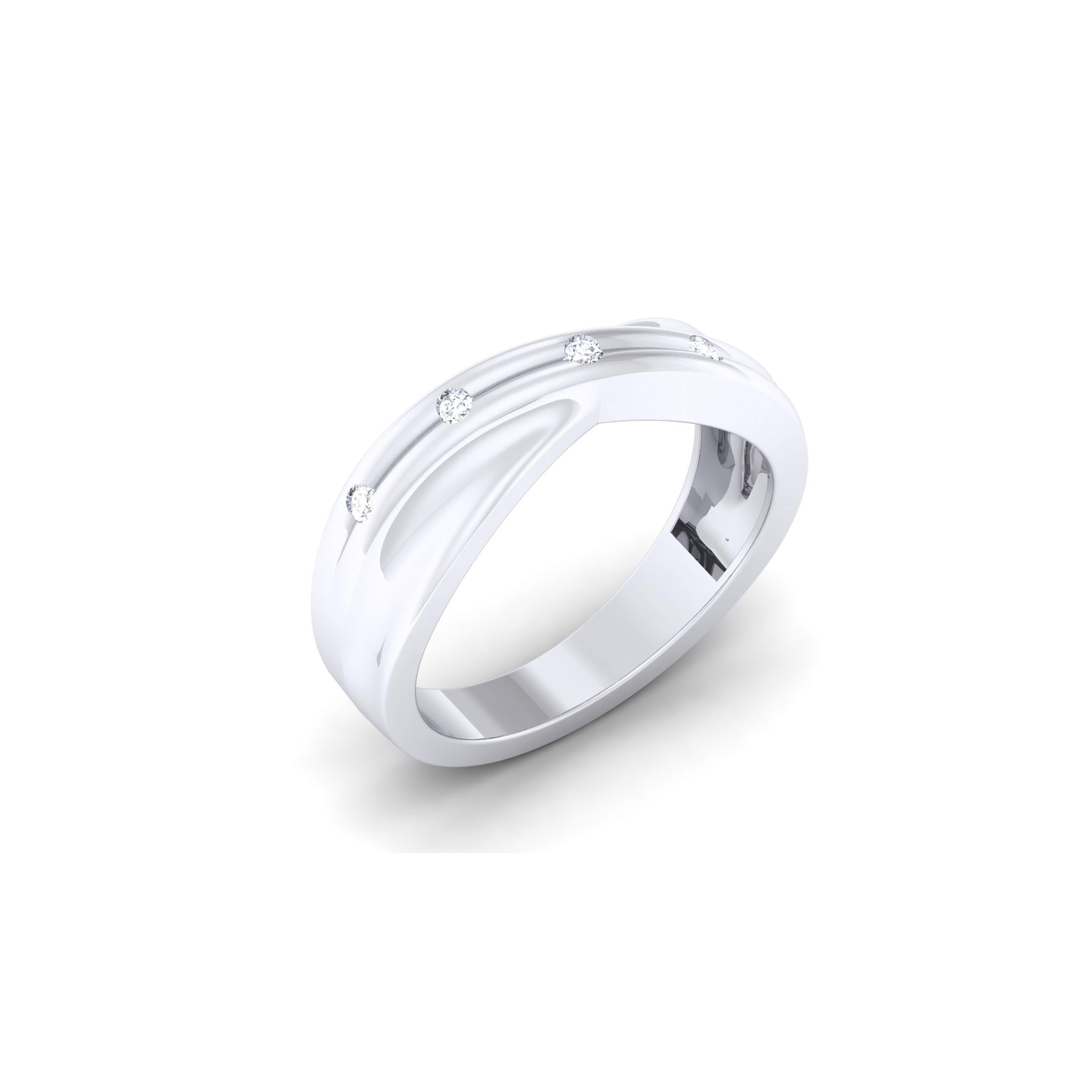 Auory 925 Sterling Silver White Gold Diamond Band A6 - Auory