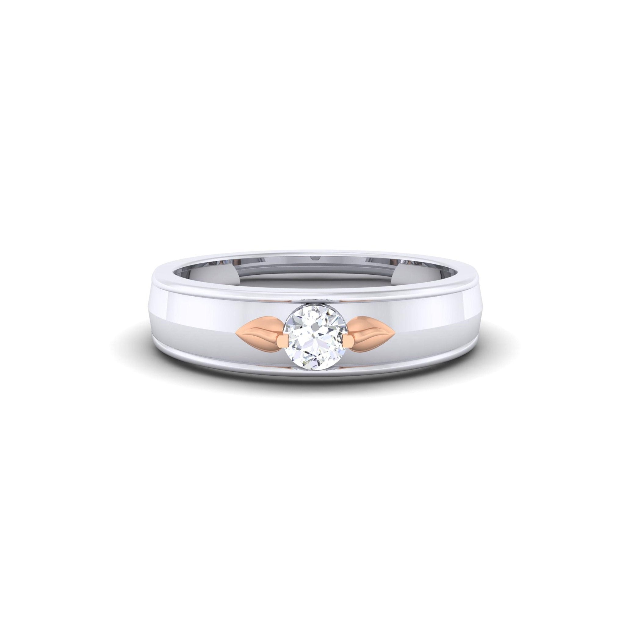 Auory 925 Sterling Silver White Gold Diamond Band A8 - Auory